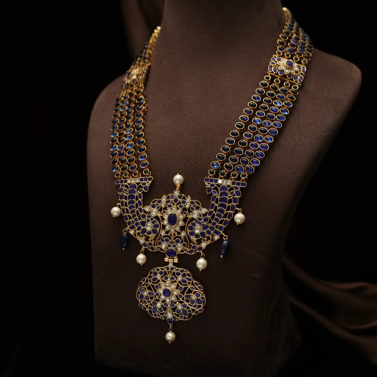 Sahasra Antique Statement Necklace - Blue