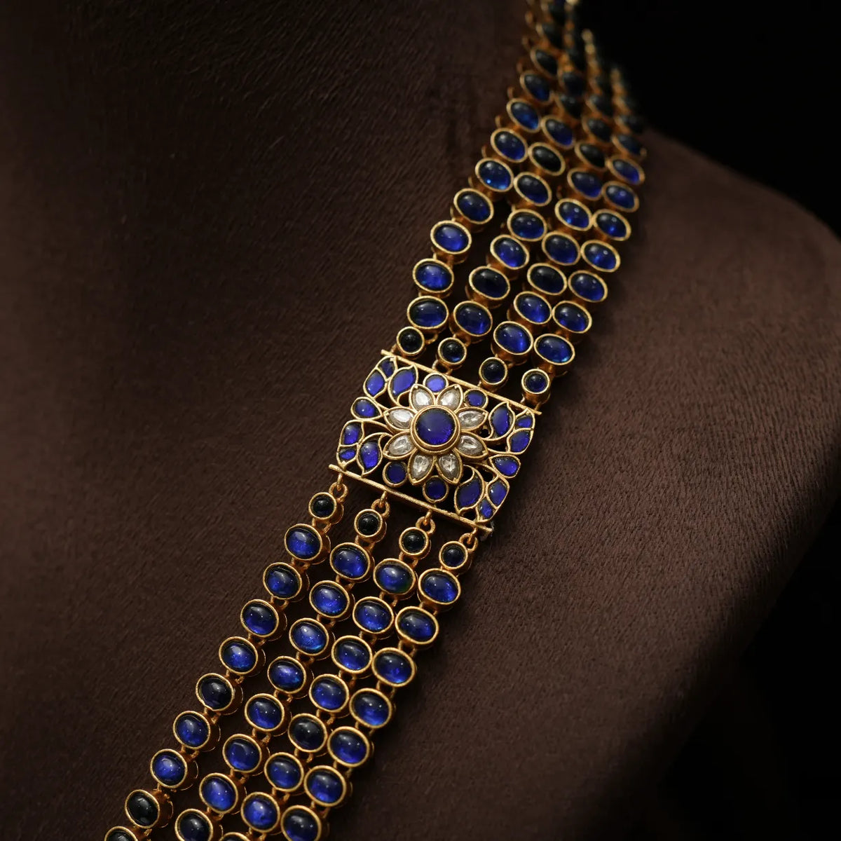 Sahasra Antique Statement Necklace - Blue