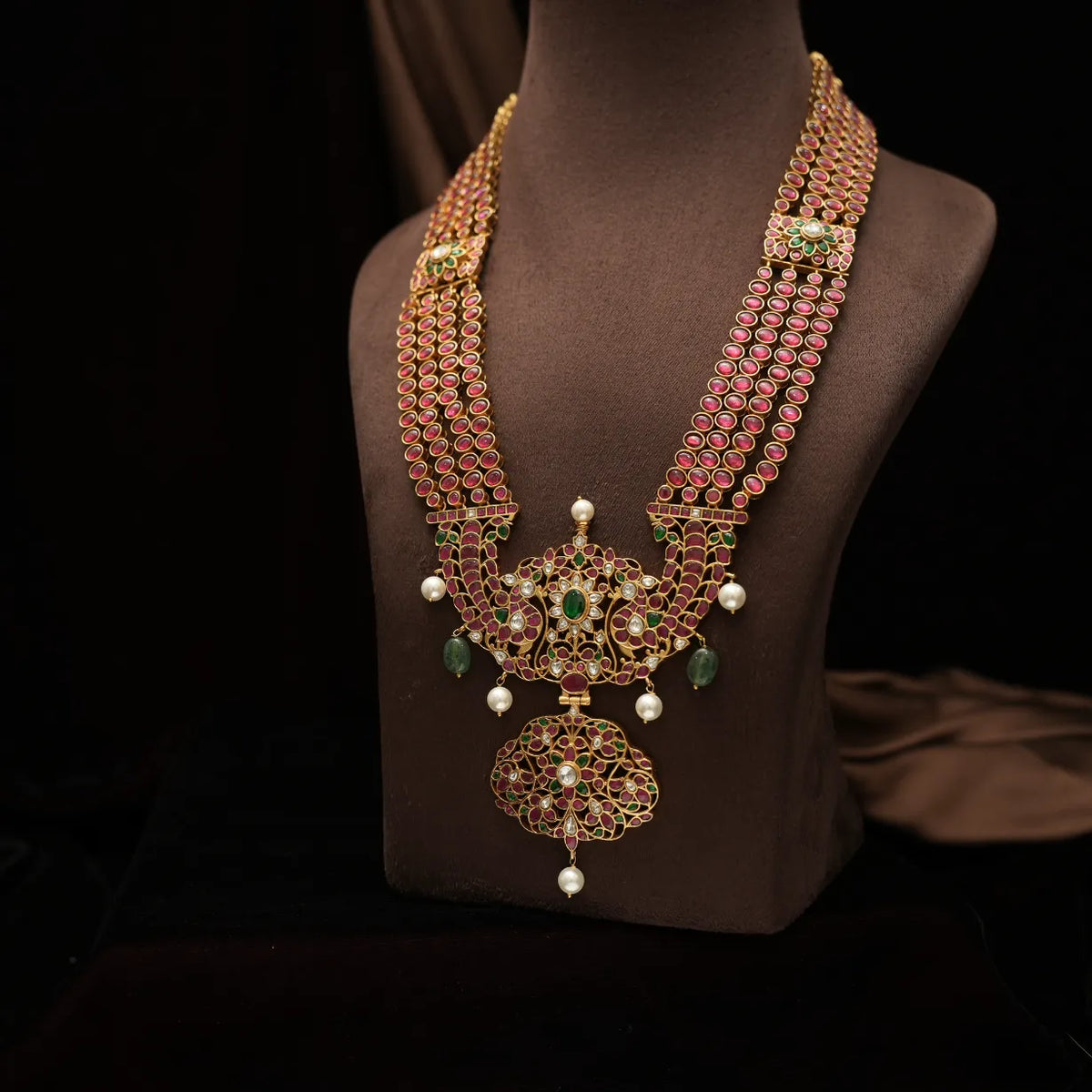 Sahasra Antique Statement Necklace - Red