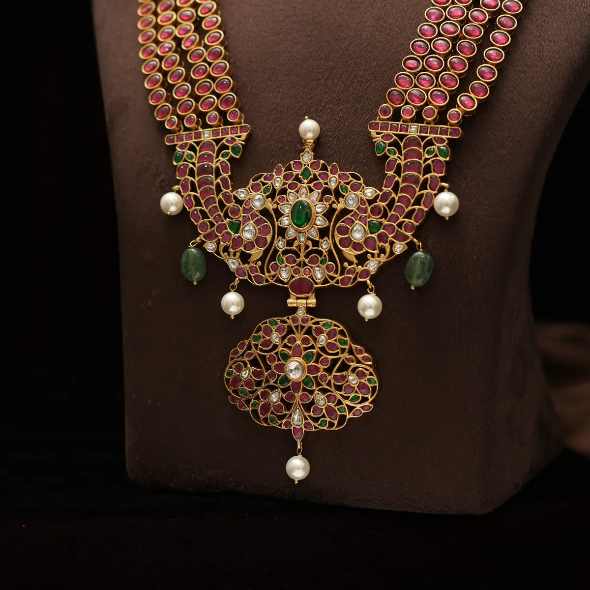 Sahasra Antique Statement Necklace - Red