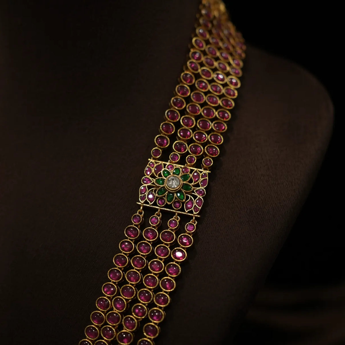 Sahasra Antique Statement Necklace - Red