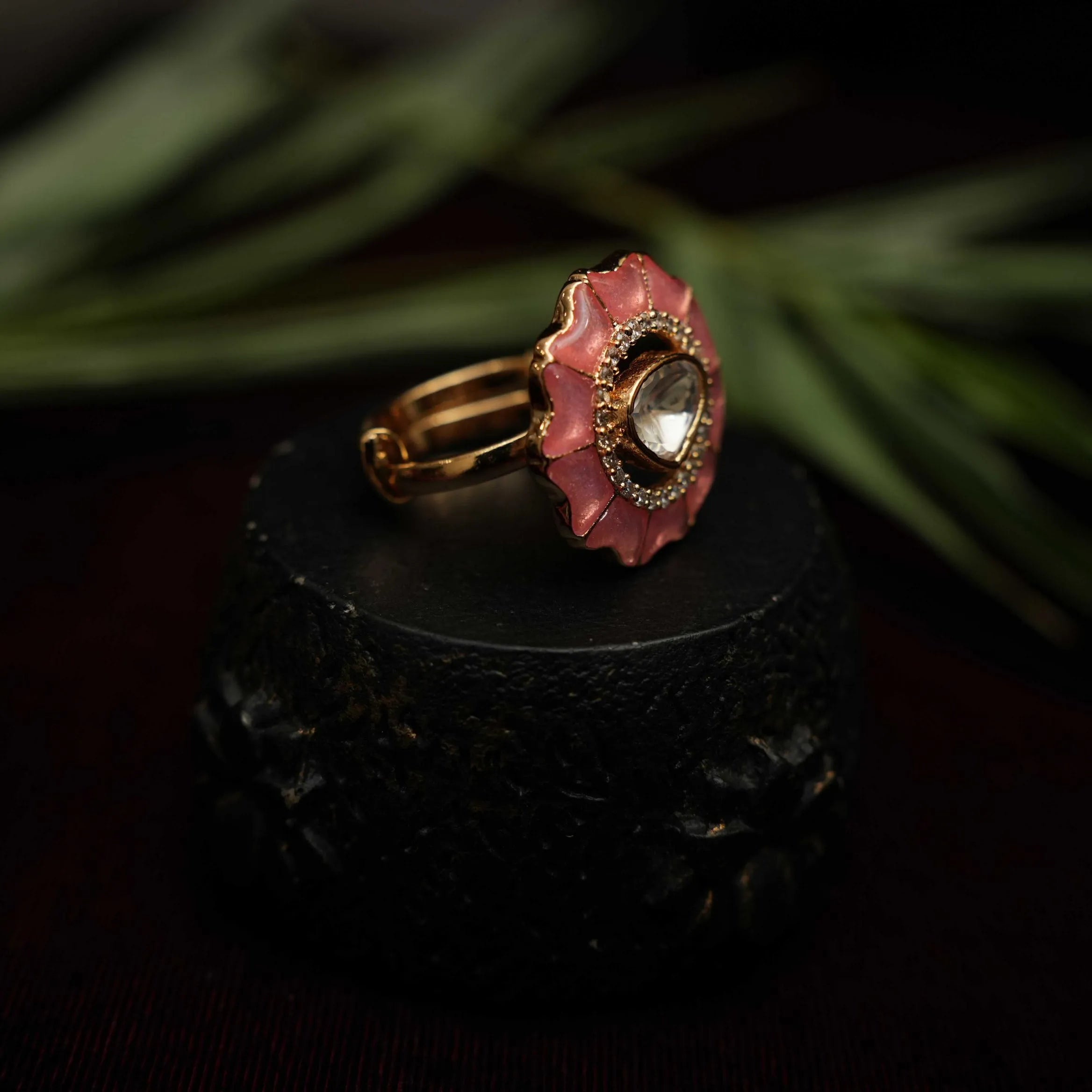 Saira Polki Ring - Pastel Pink