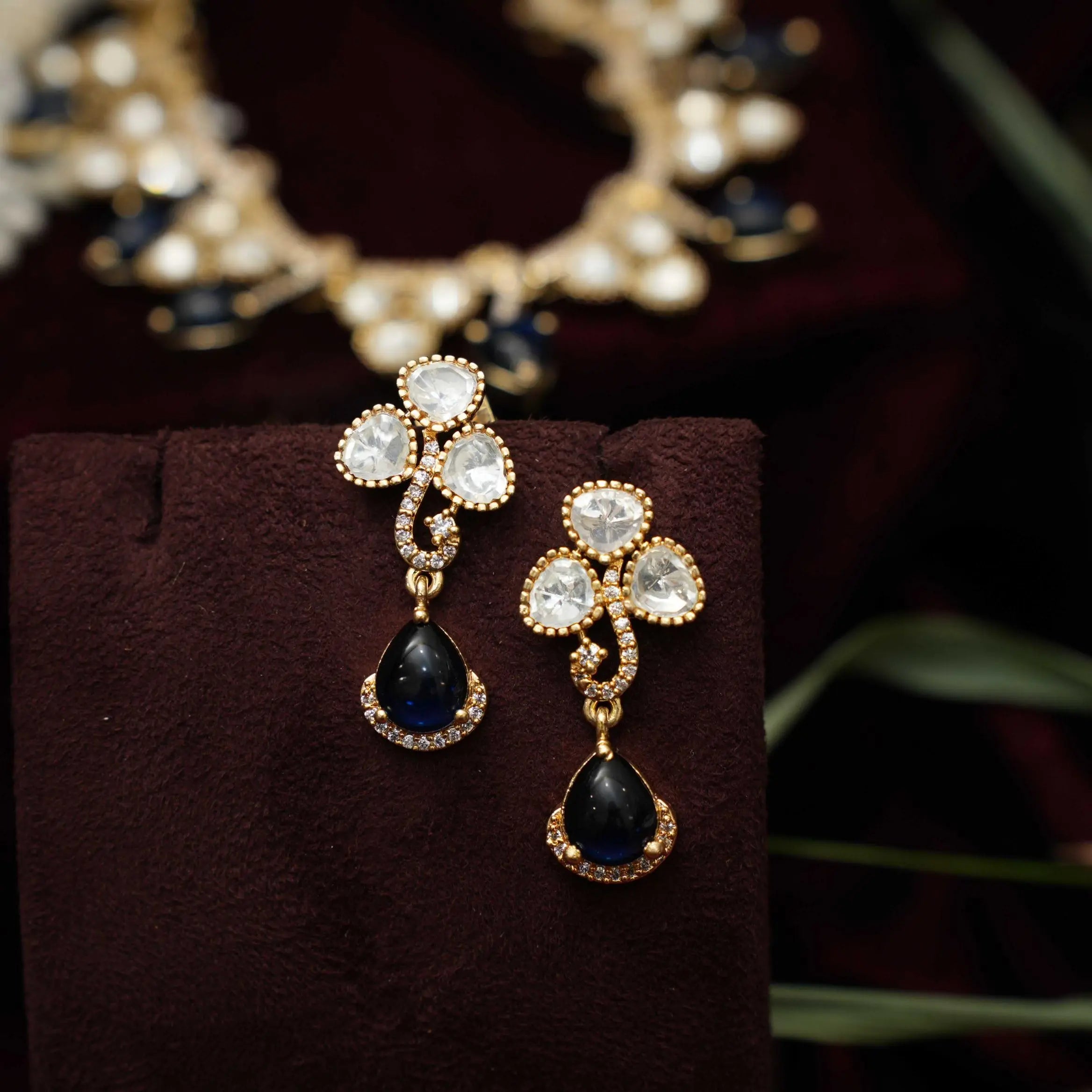 Saisha Polki Necklace - Blue