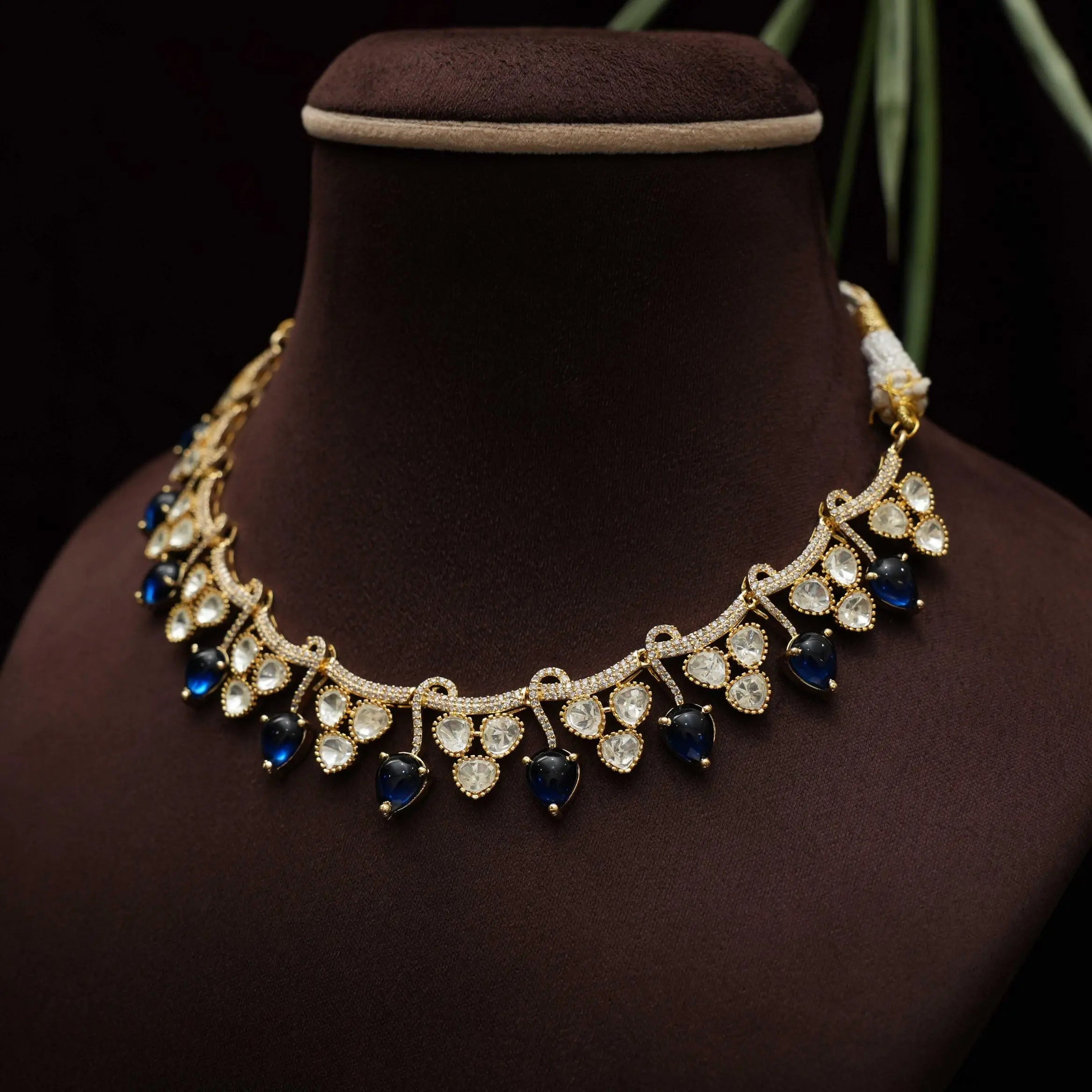 Saisha Polki Necklace - Blue