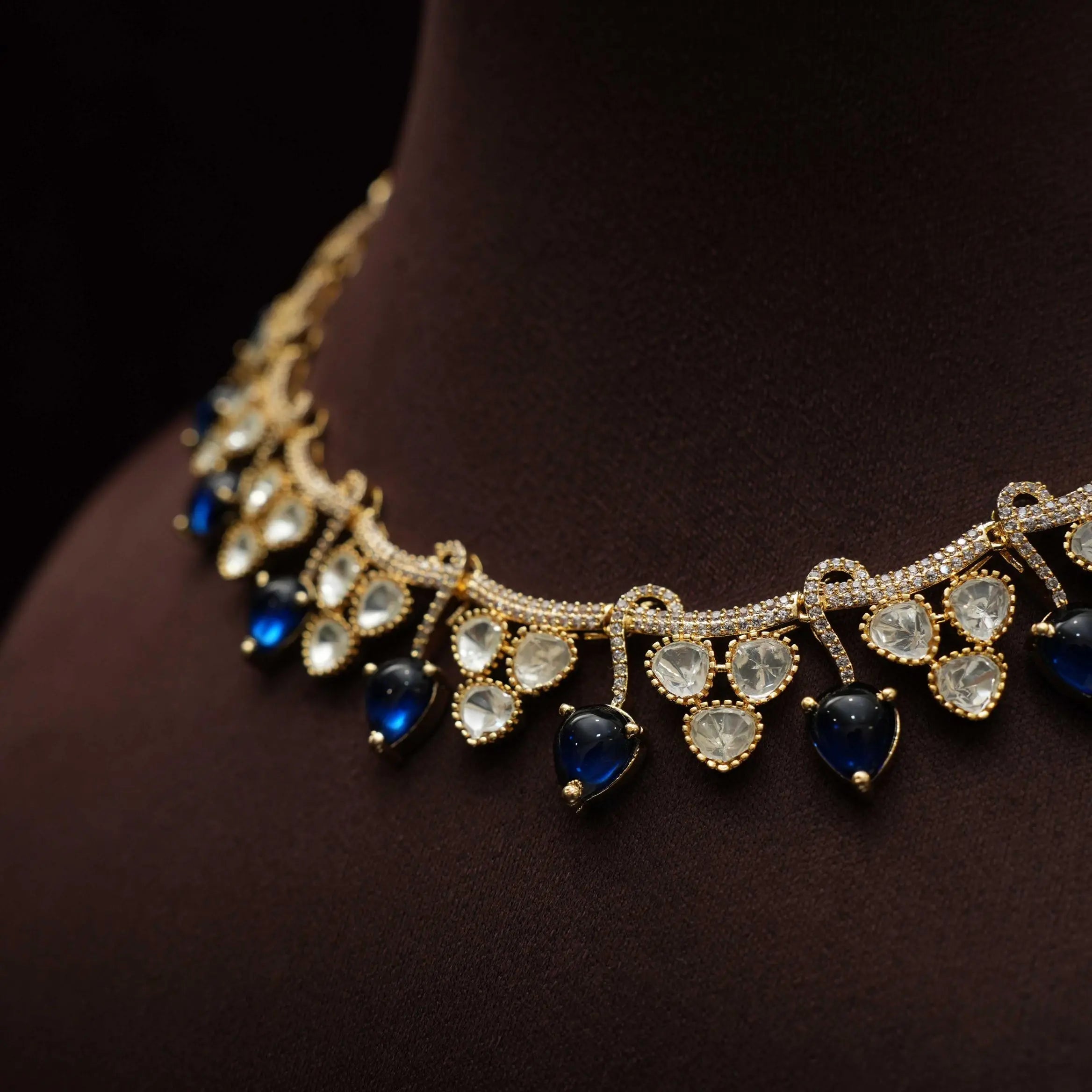 Saisha Polki Necklace - Blue