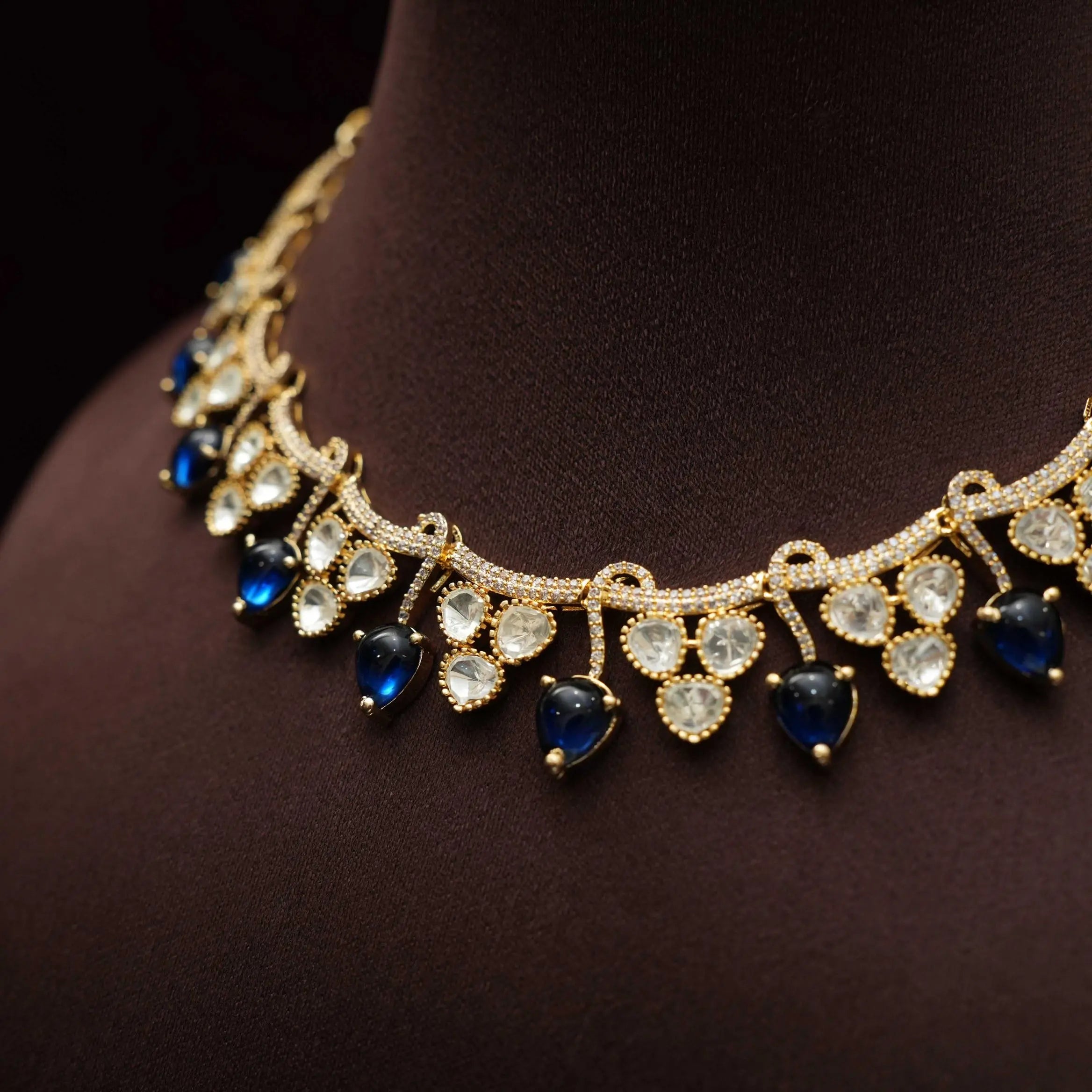Saisha Polki Necklace - Blue