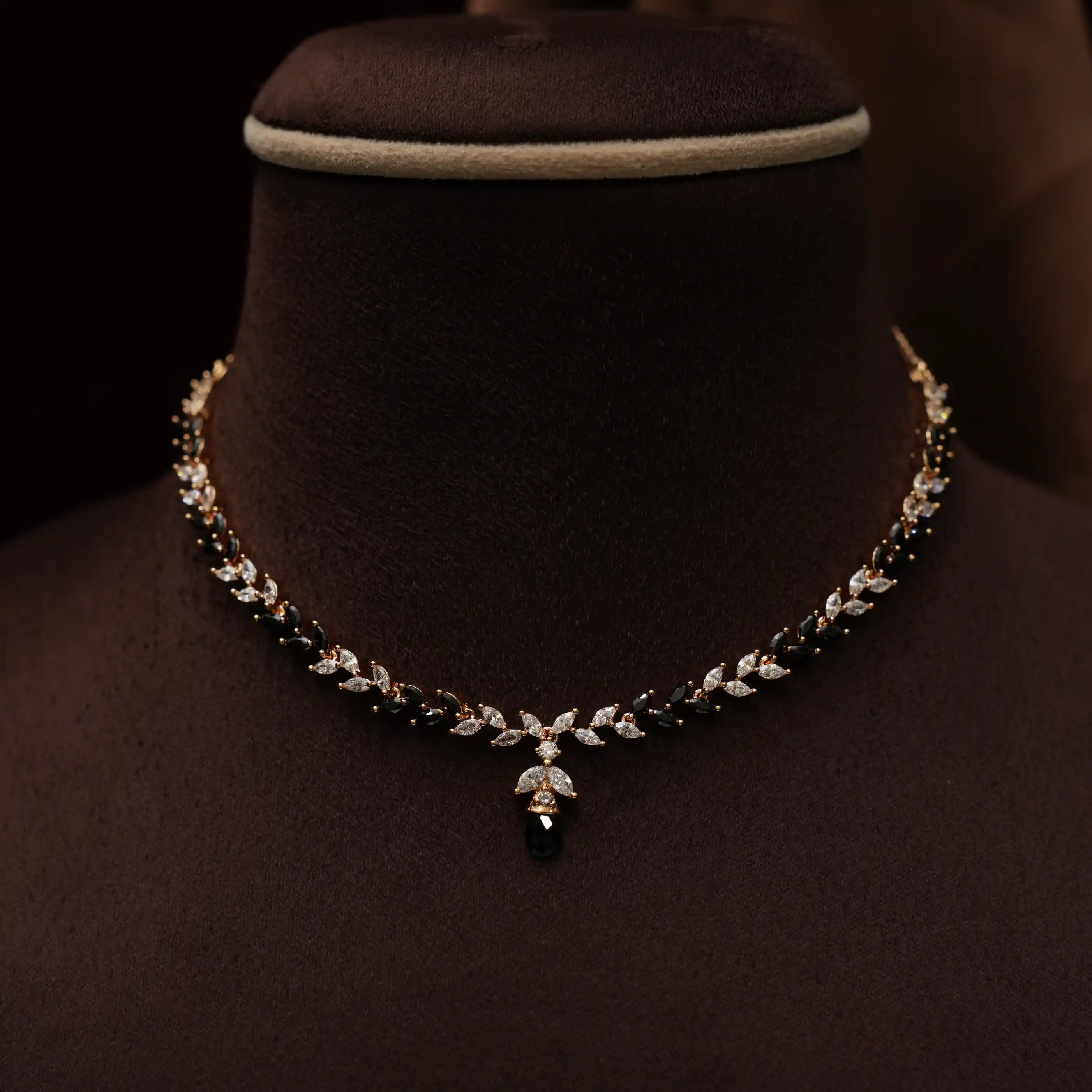 Sakti Zircon Necklace - White & Black