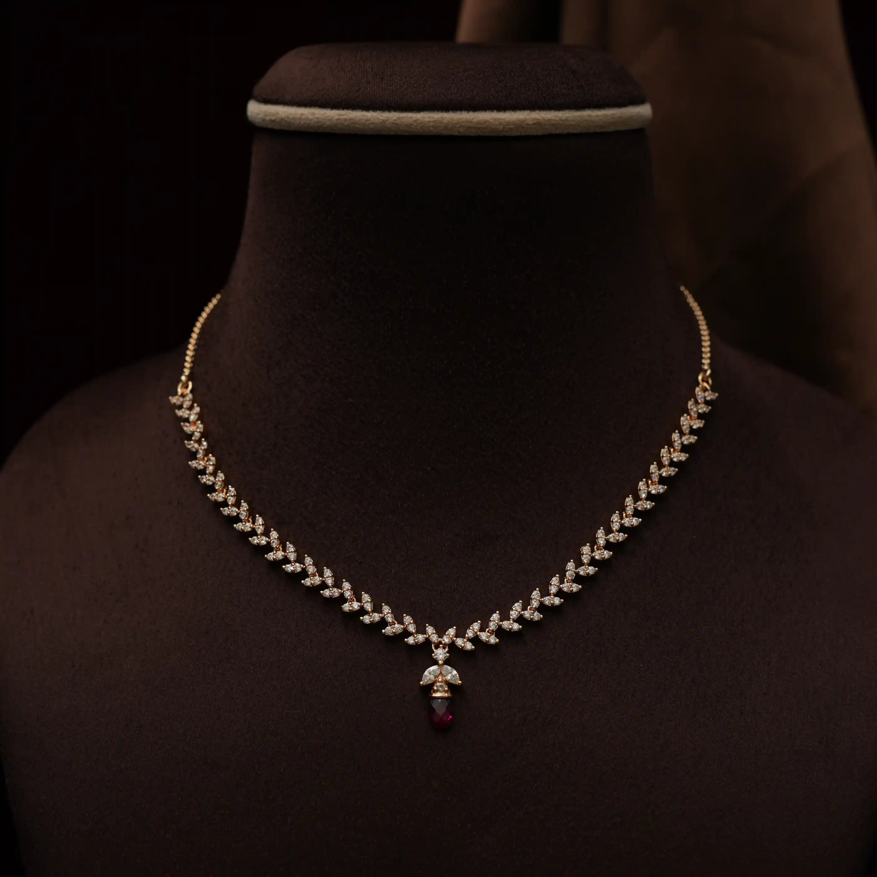 Sakti Zircon Necklace - White & Red