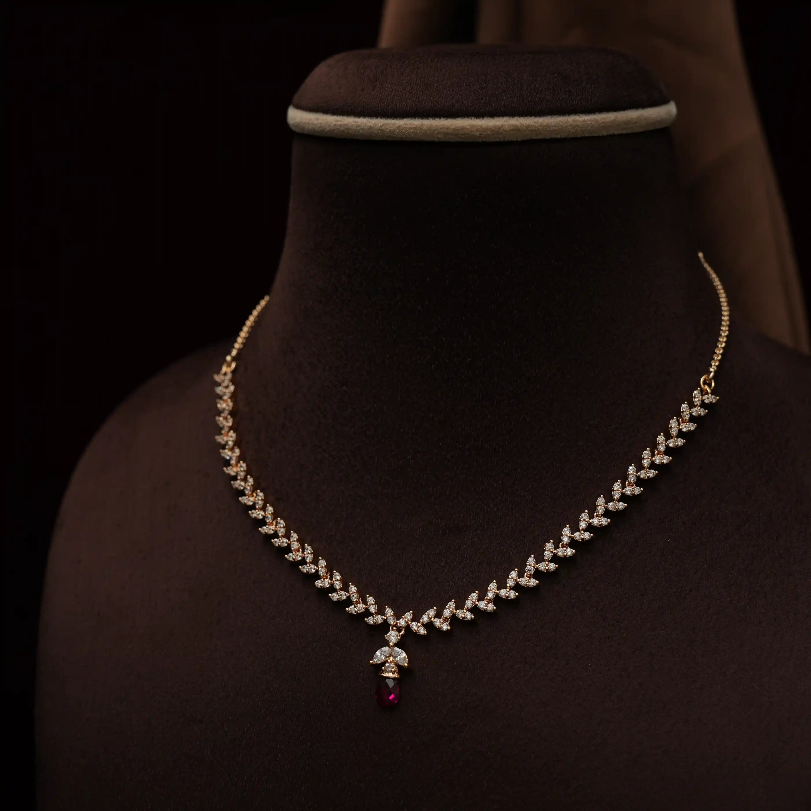 Sakti Zircon Necklace - White & Red