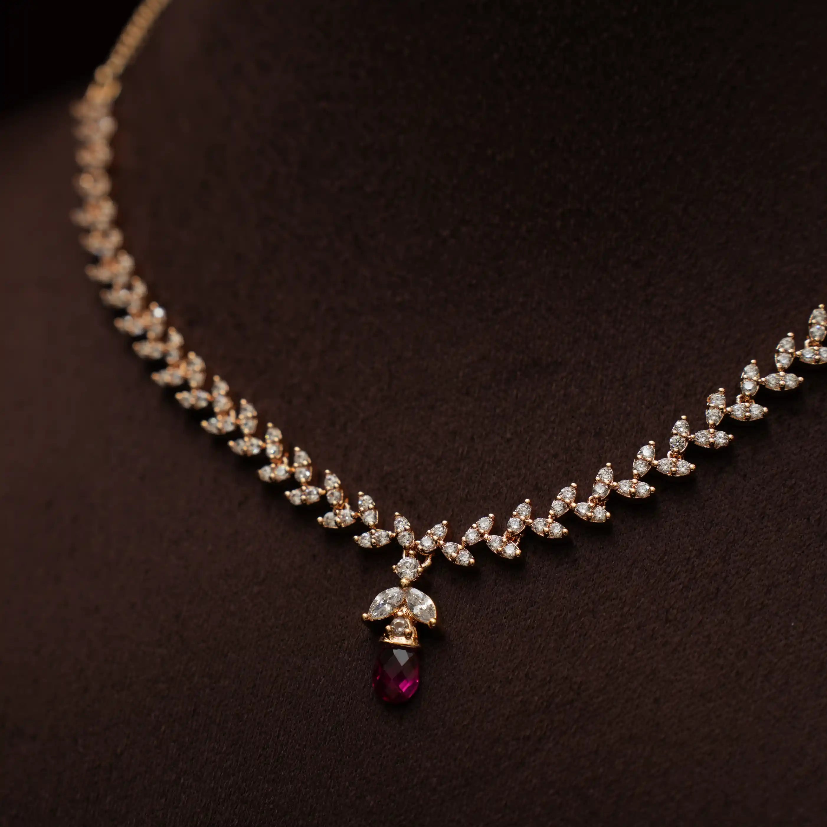 Sakti Zircon Necklace - White & Red