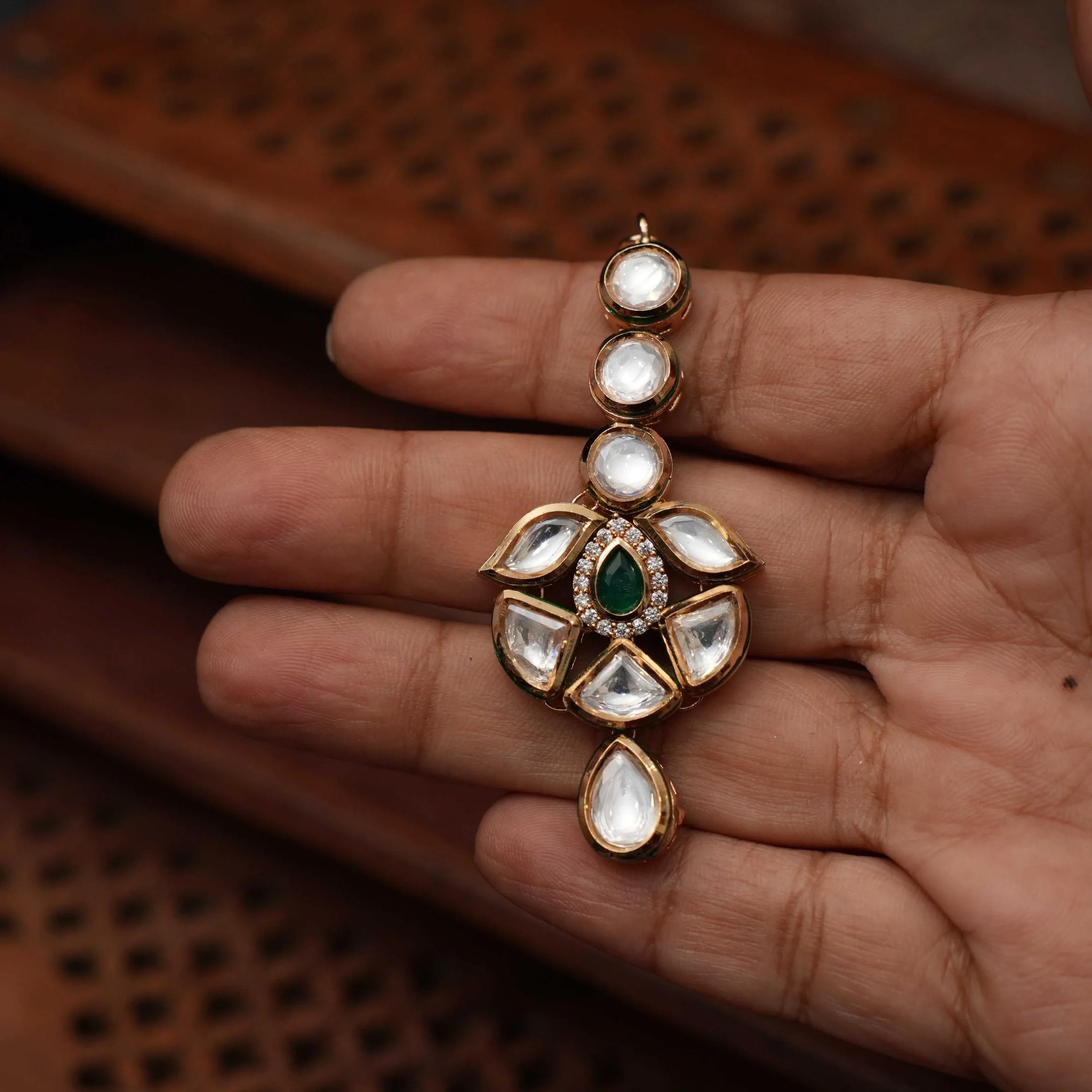 Samriddhi Kundan Tikka - Green