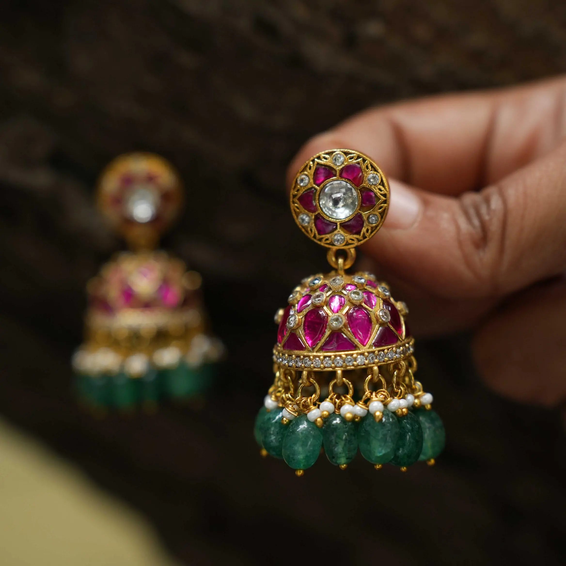 Sangeetha Polki Jhumka Earrings