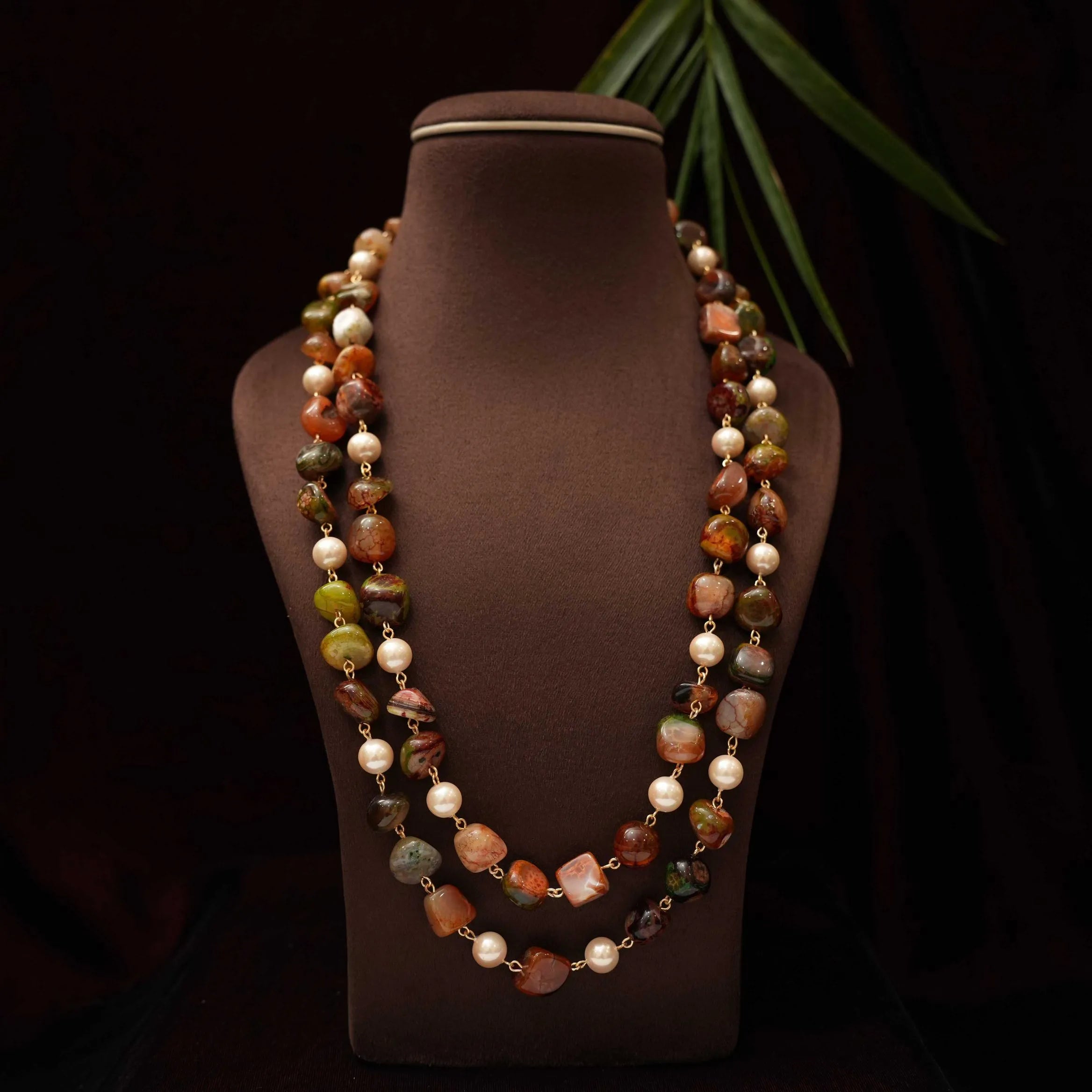 Sanvika Beaded Necklace - Brown