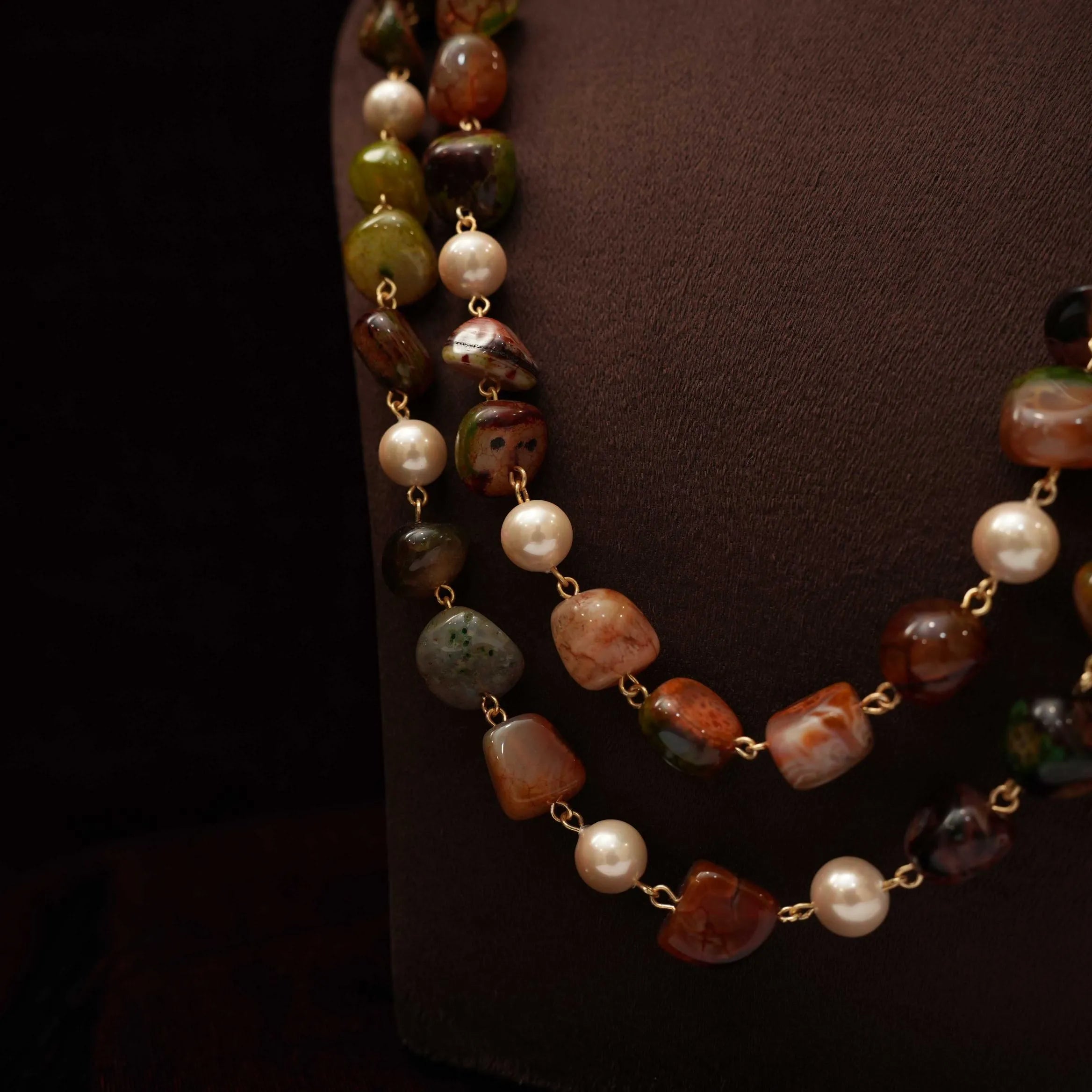 Sanvika Beaded Necklace - Brown