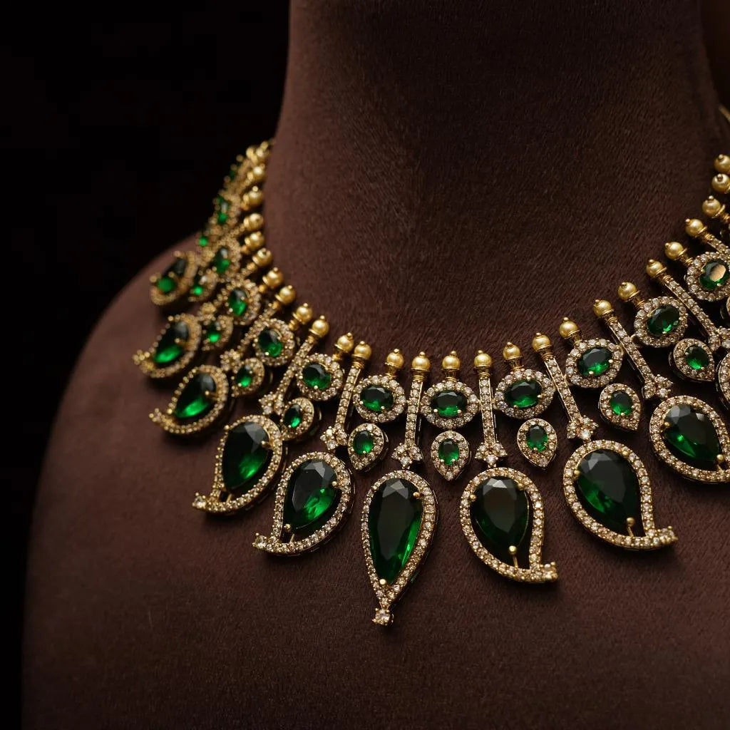Sanvy Polki Necklace - Dark Green
