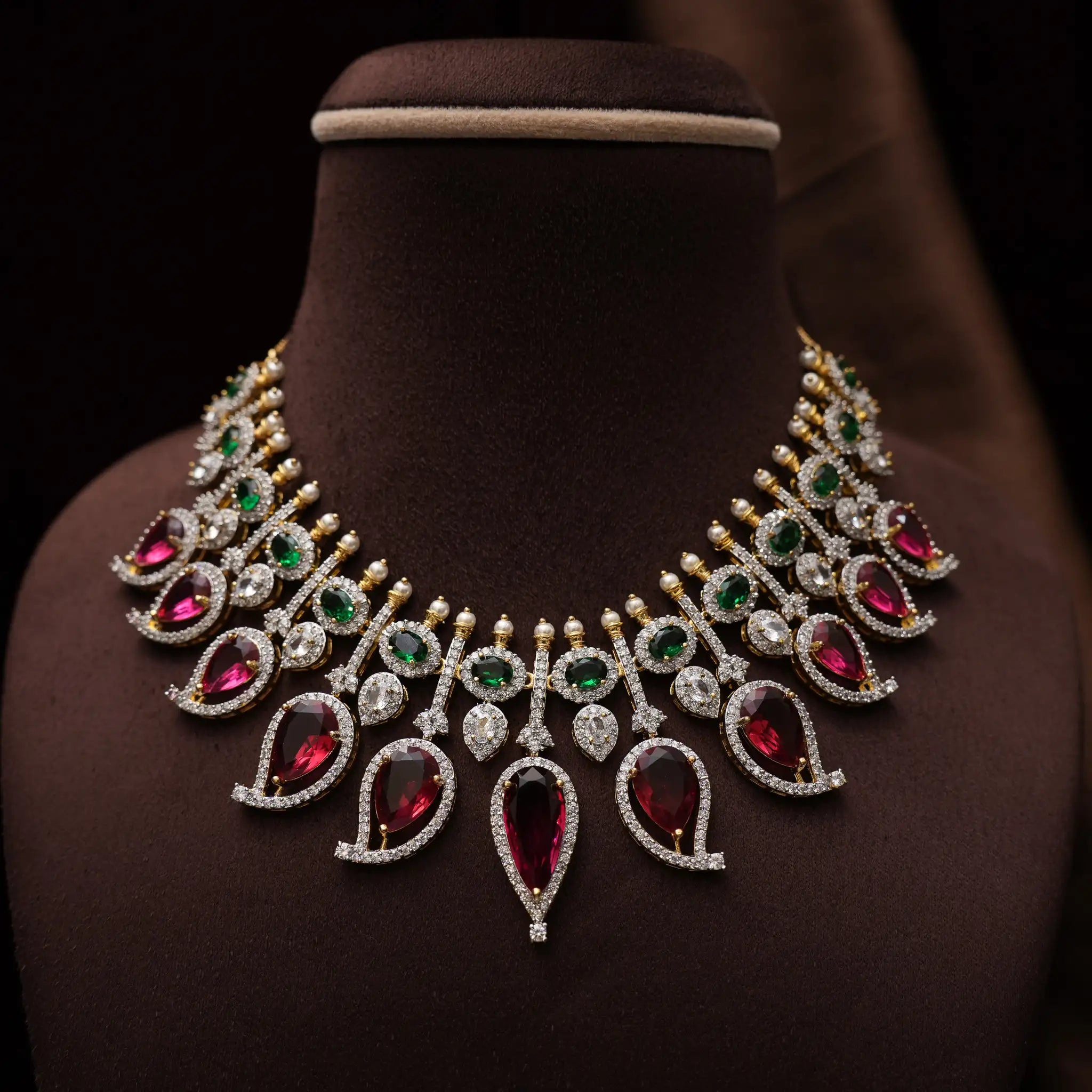 Sanvy Polki Necklace - Red & Green