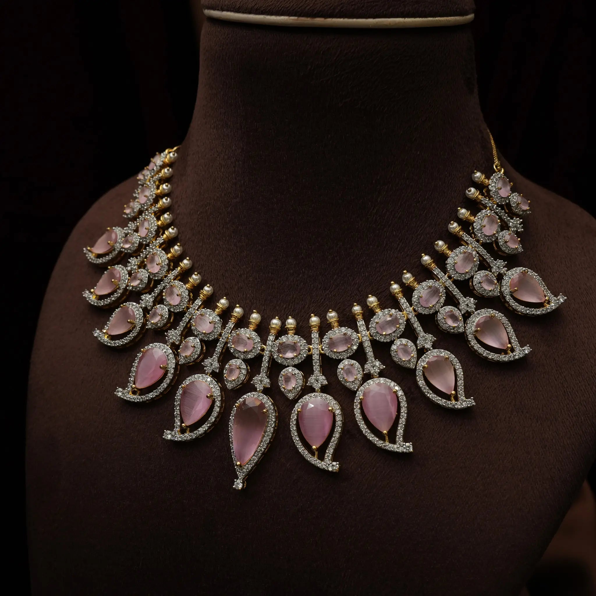 Sanvy Zircon Necklace - Pastel Pink