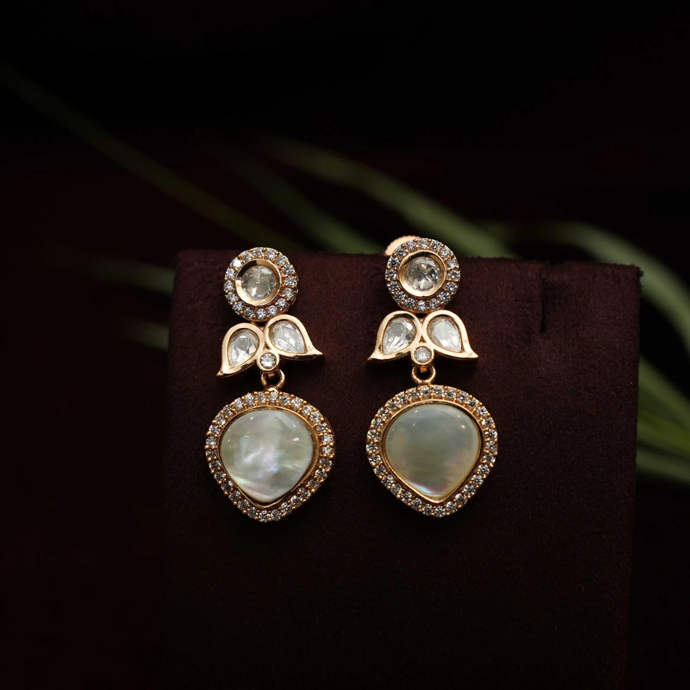 Sanya Designer Polki Earrings - White