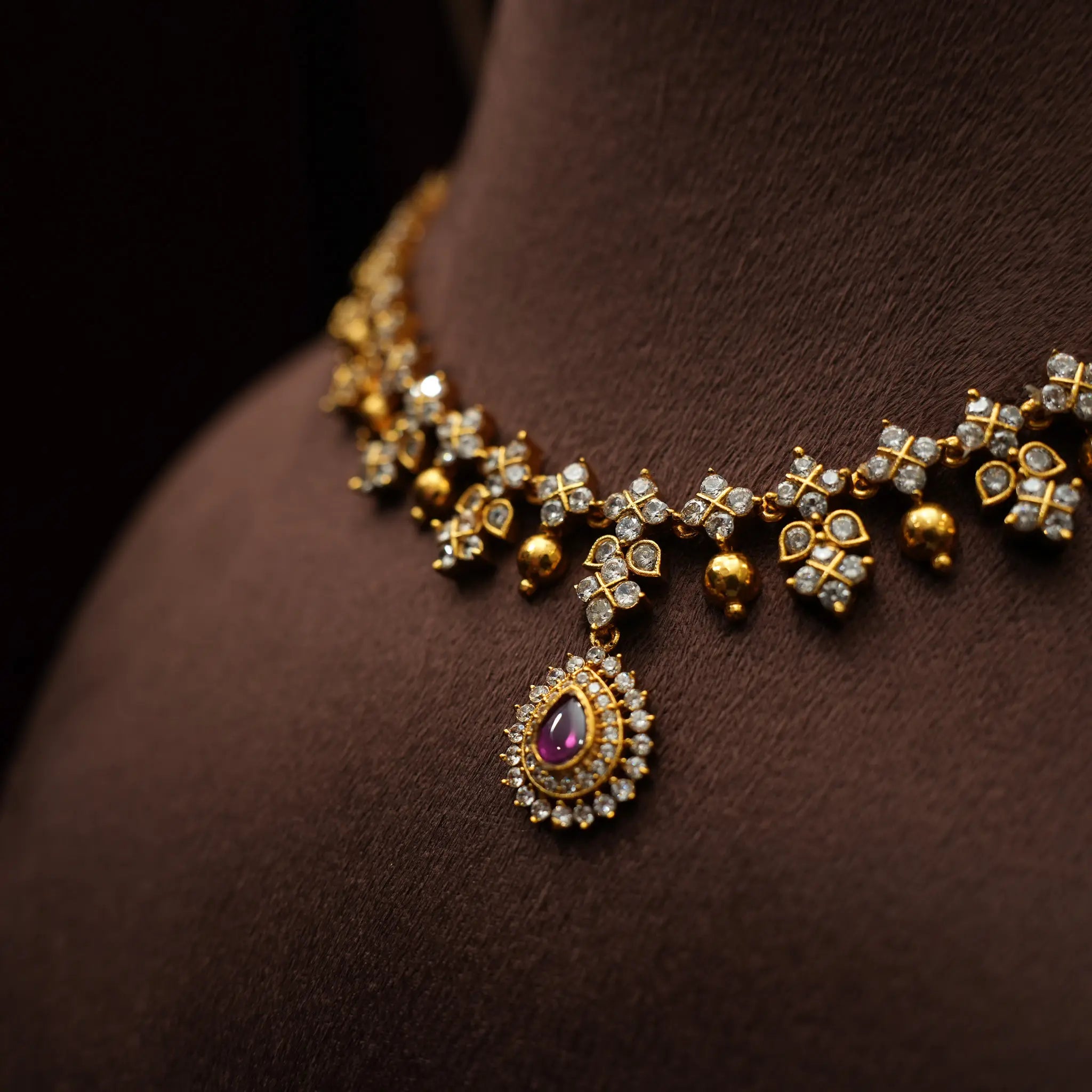 Sanya Zircon Necklace - Red