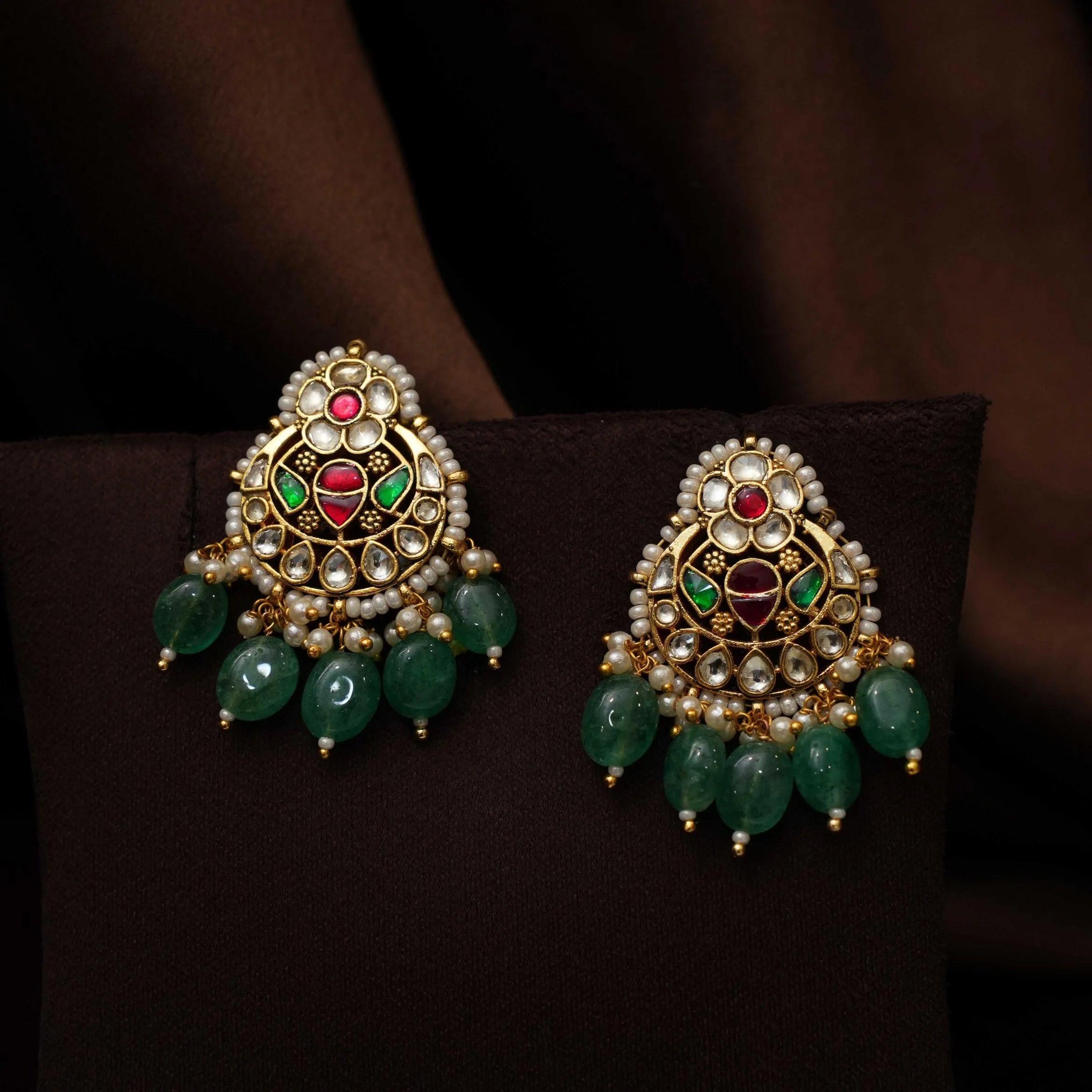 Sara Pearl Polki Necklace - Pastel Green