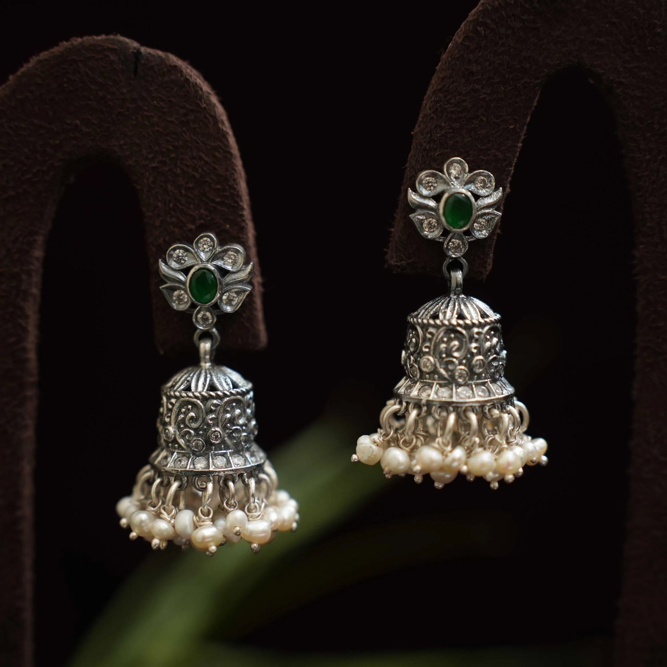 Sashwat Silver Jhumka Earrings