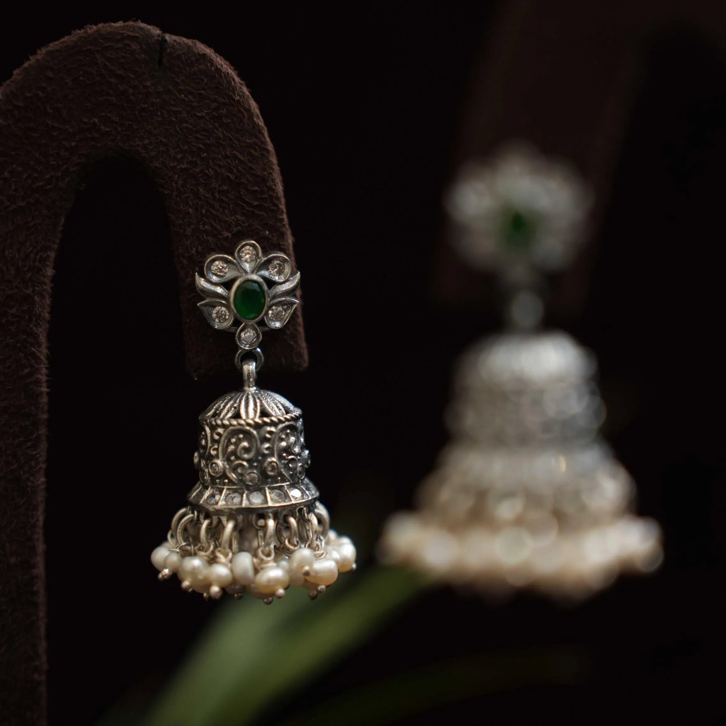 Sashwat Silver Jhumka Earrings