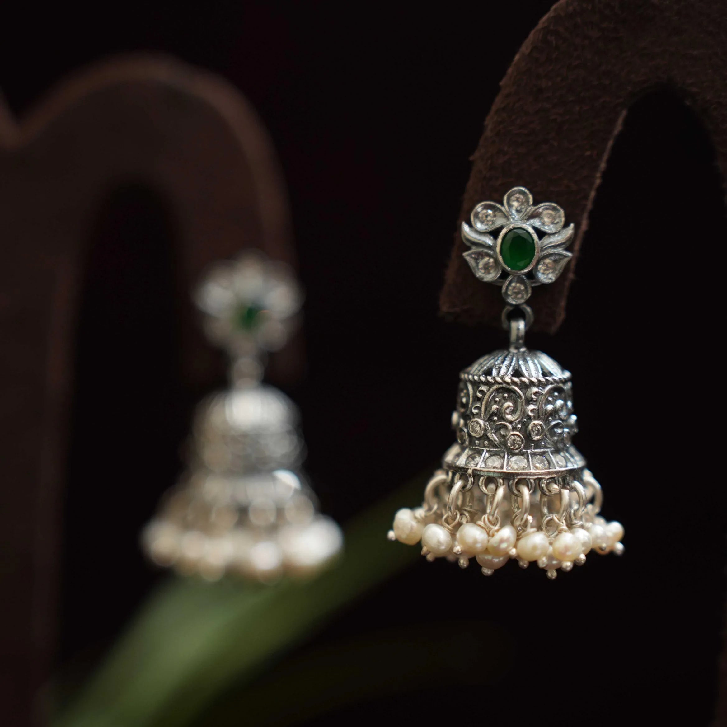 Sashwat Silver Jhumka Earrings