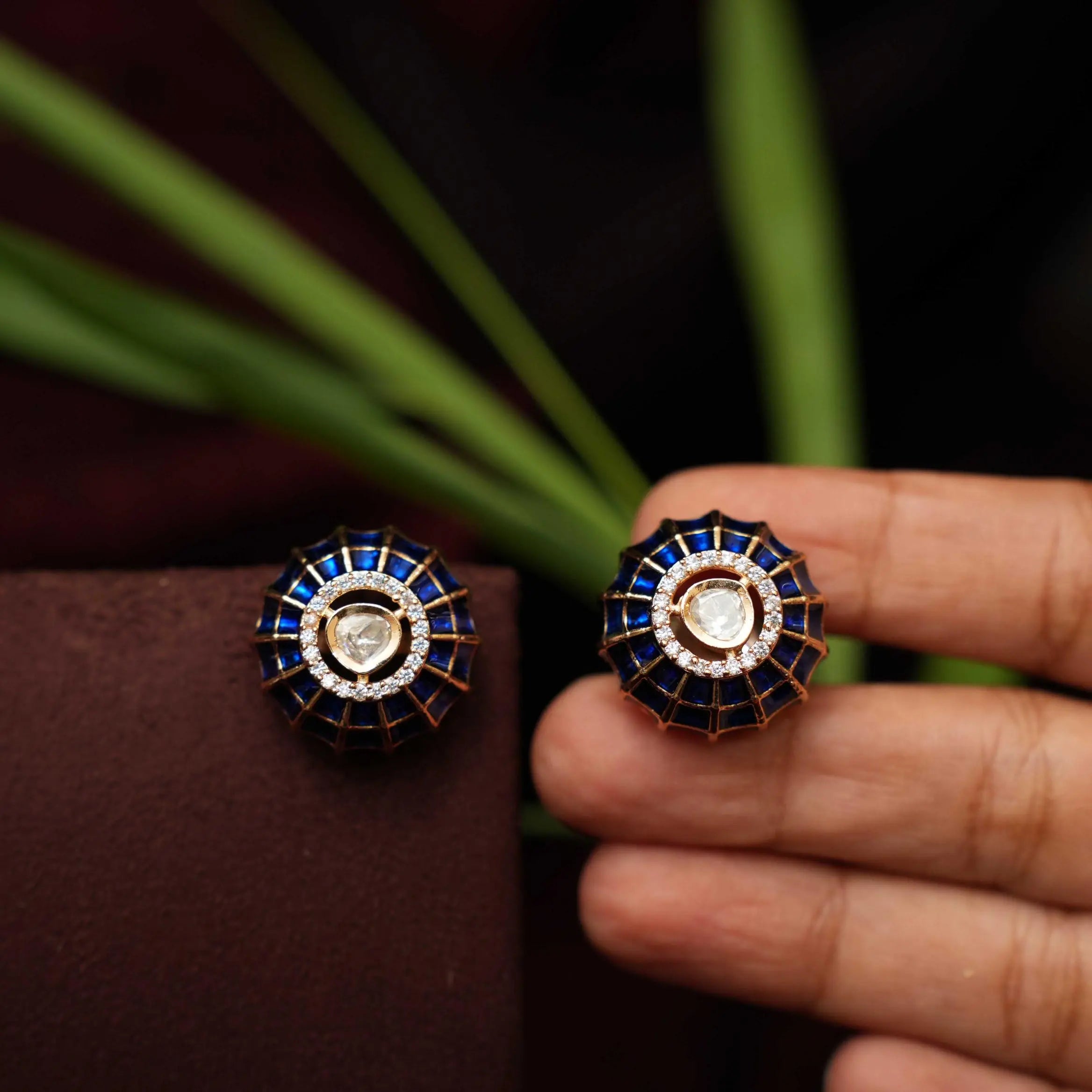 Satya Polki Ear Stud - Blue