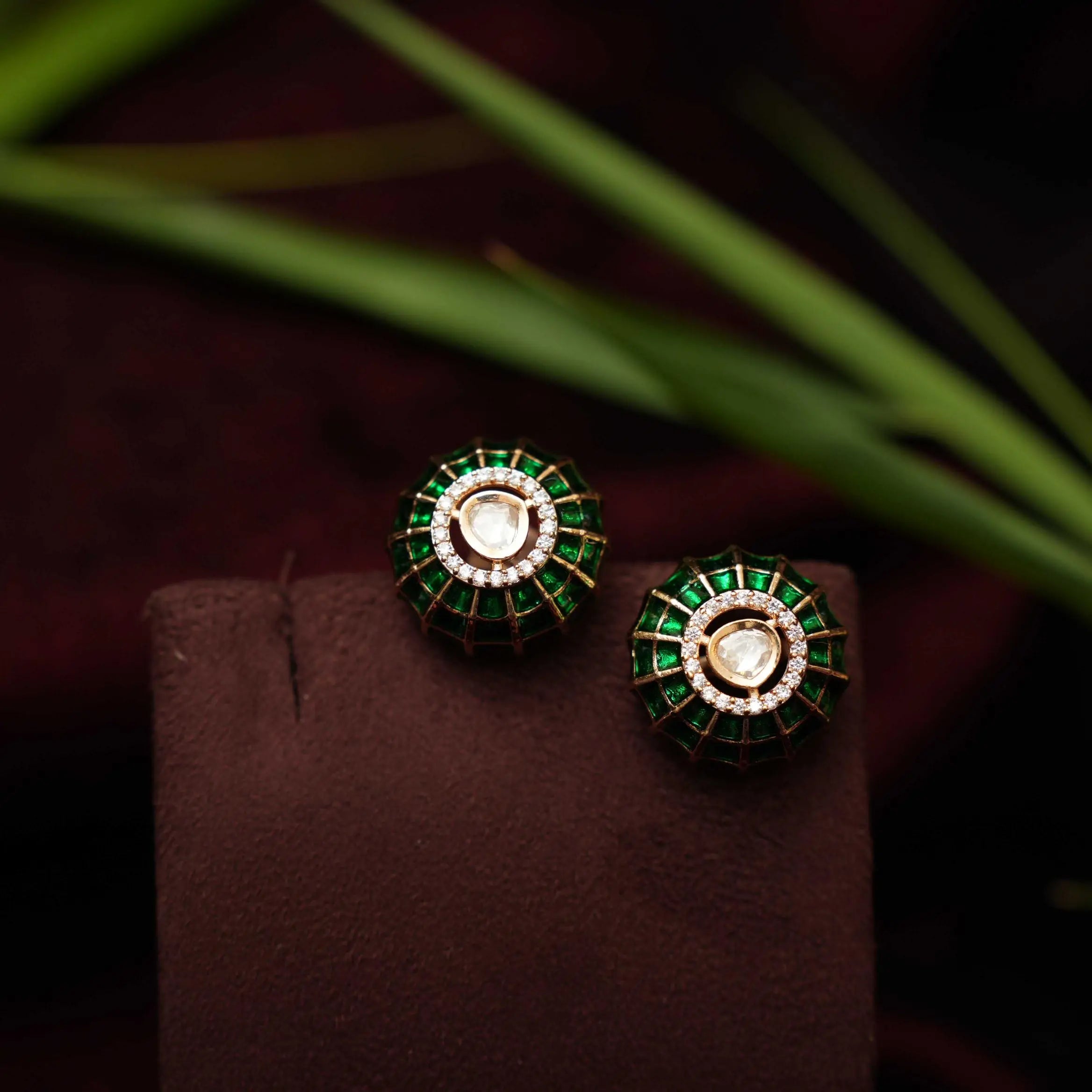 Satya Polki Ear Stud - Green