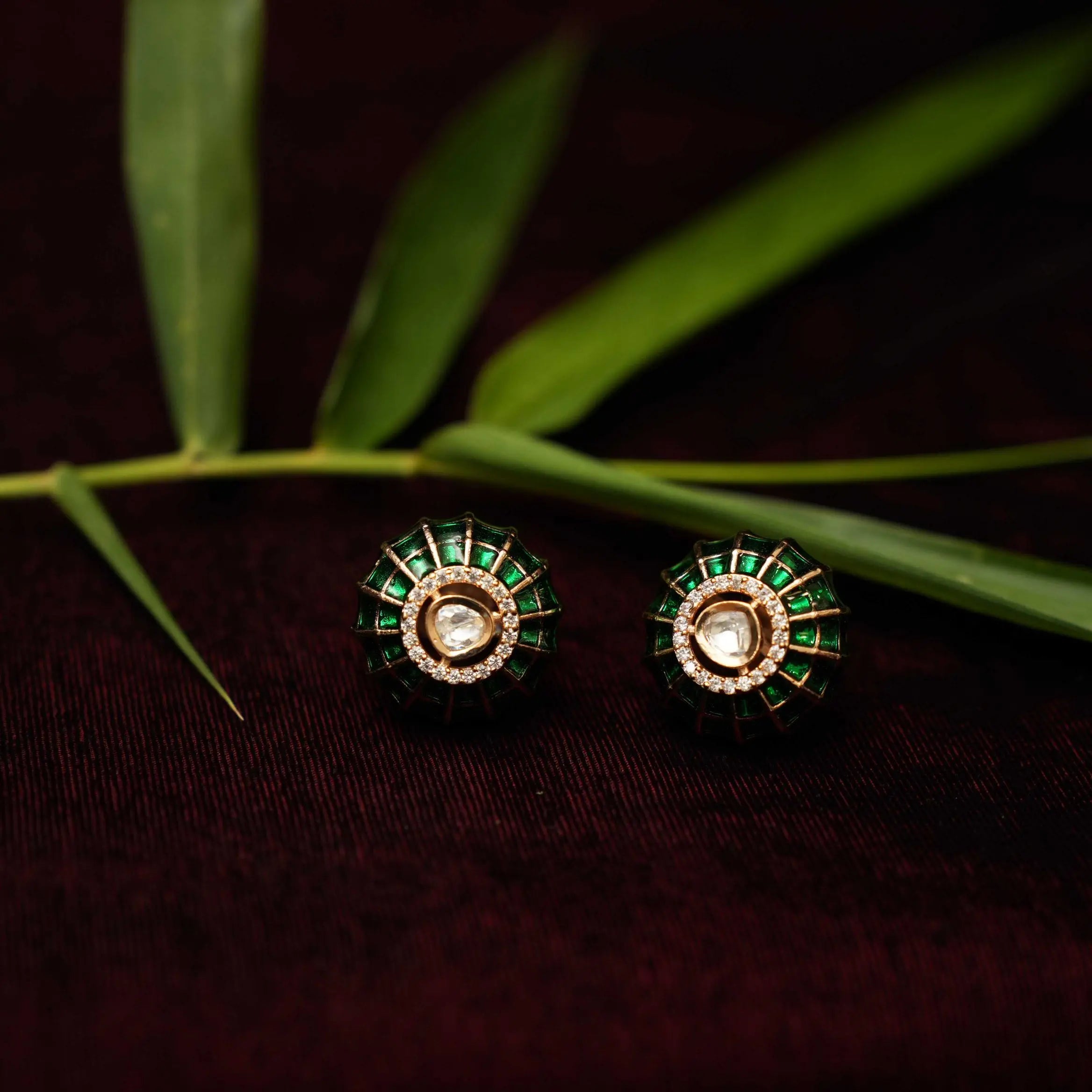 Satya Polki Ear Stud - Green