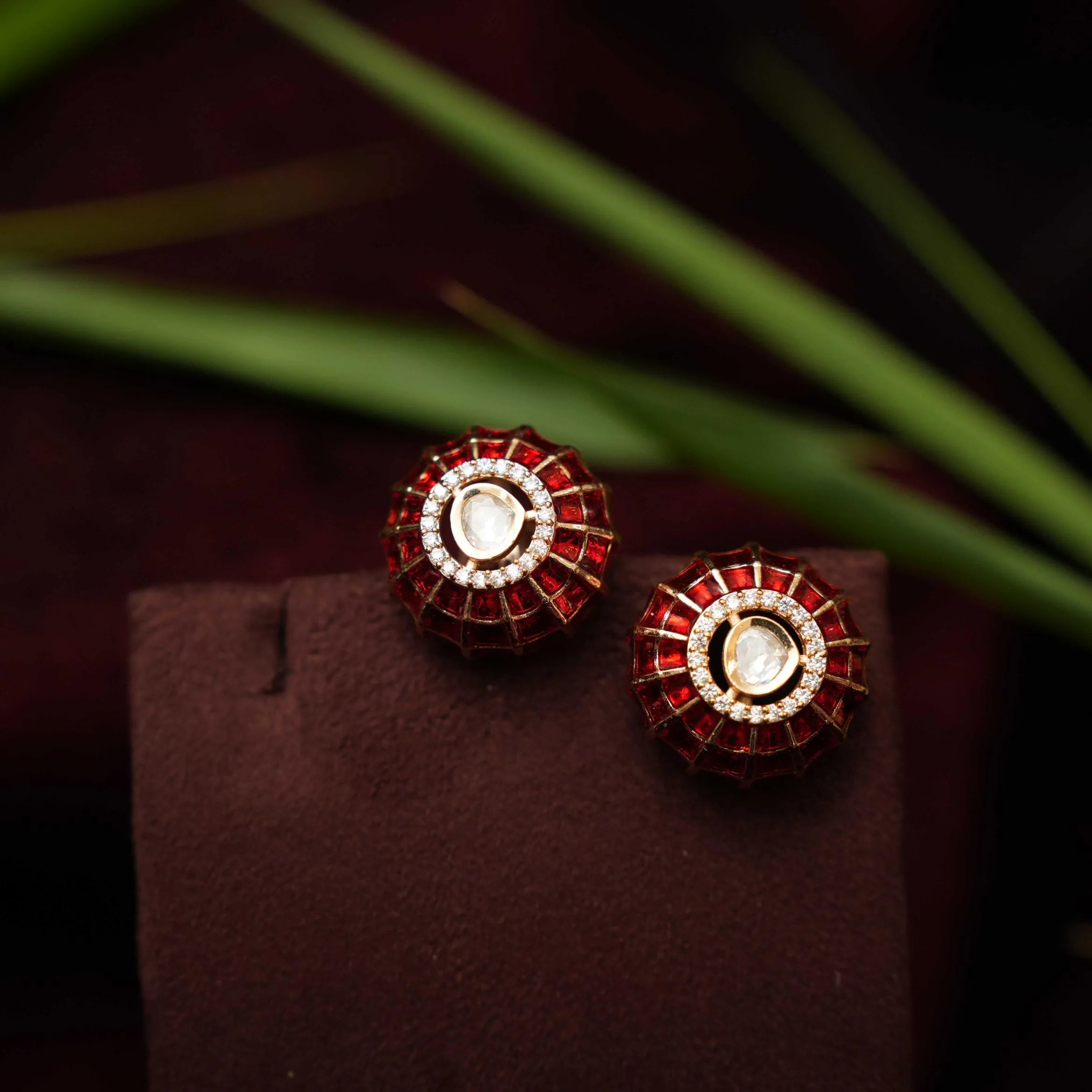 Satya Polki Ear Stud - Red