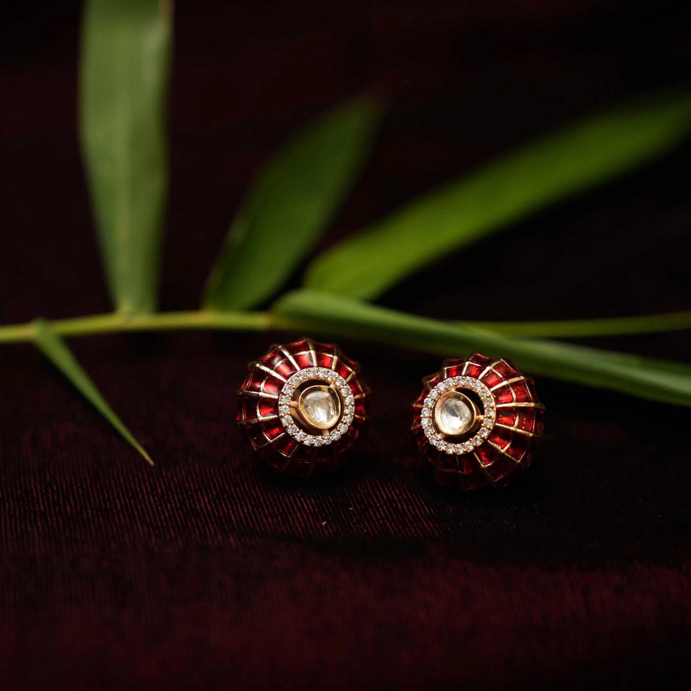 Satya Polki Ear Stud - Red