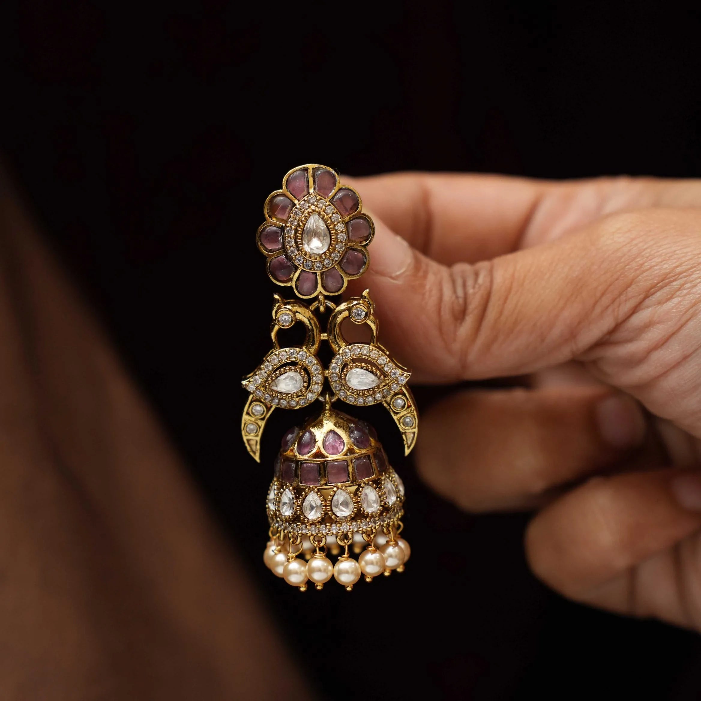 Saveer Polki Jhumka Earrings - Maueve