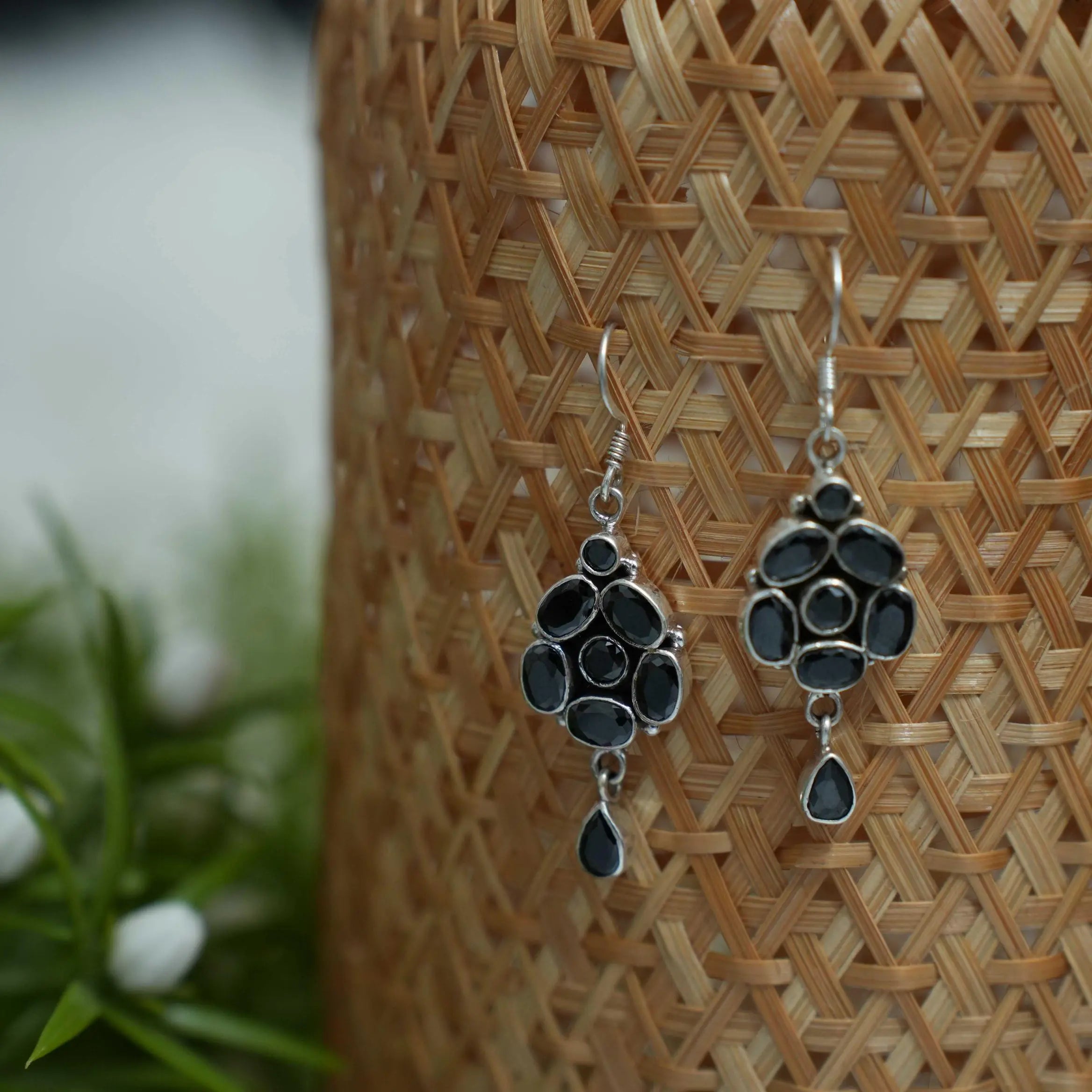 Saveer Silver Oxidised Earrings