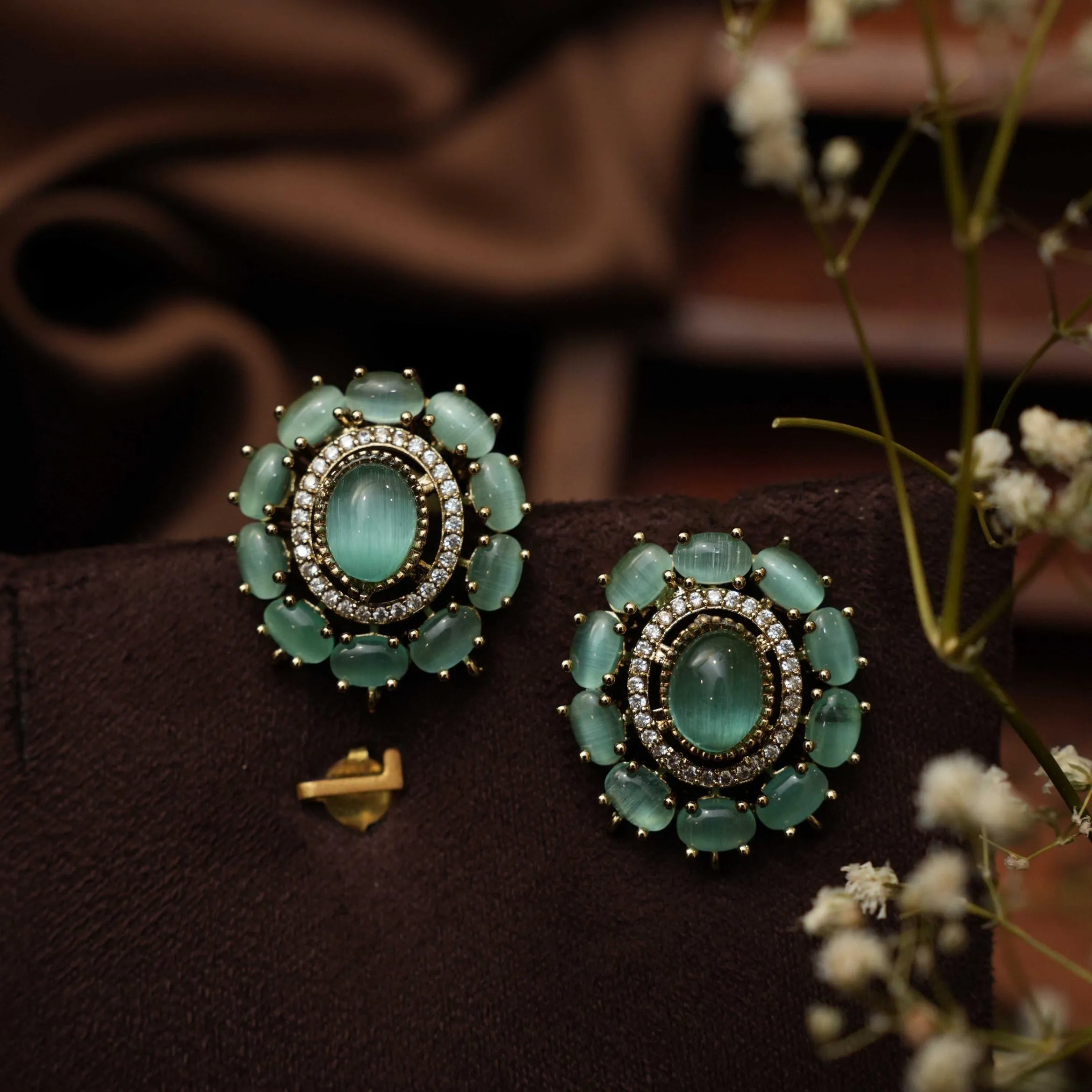 Savi Polki Ear Stud - Pastel Green