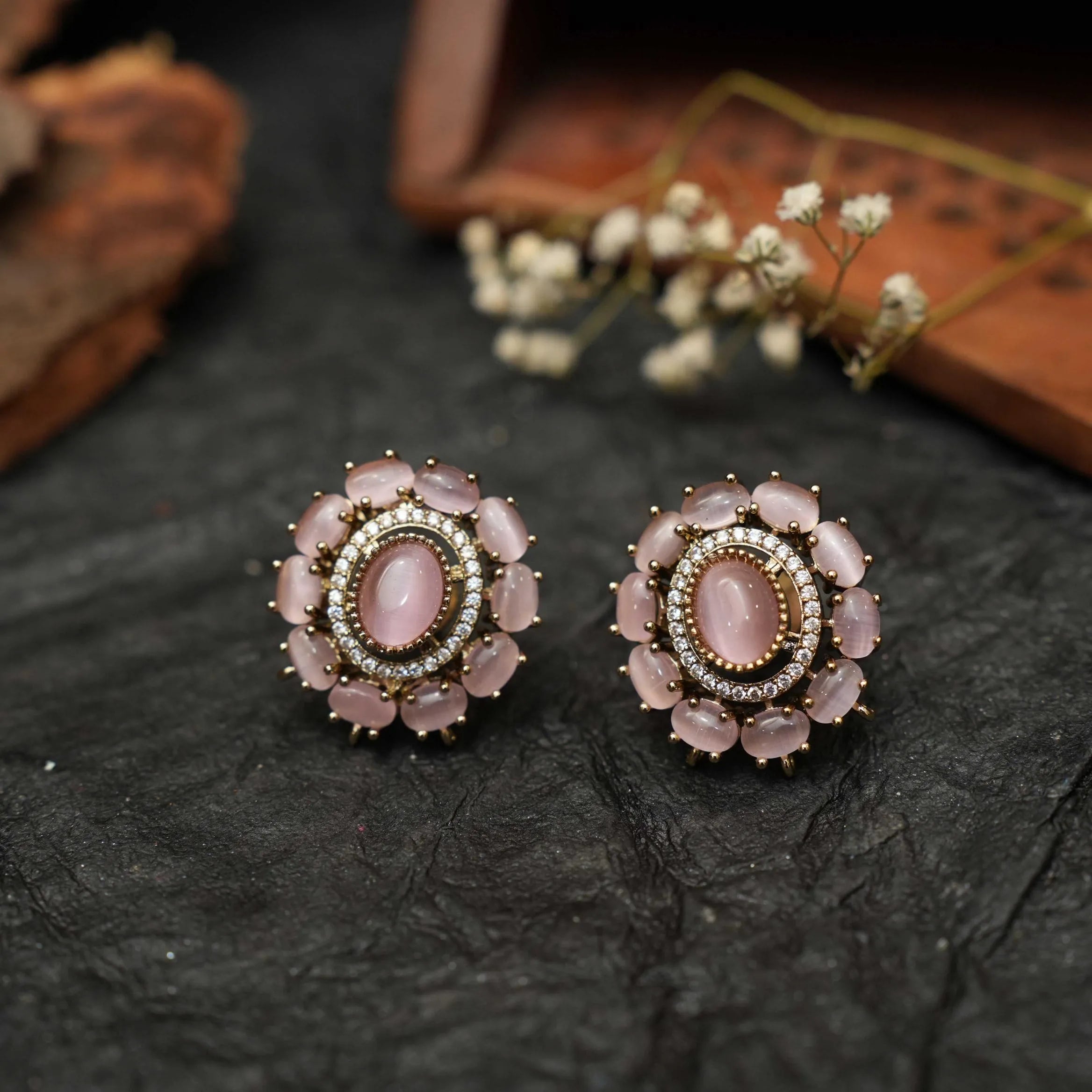 Savi Polki Ear Stud - Pastel Pink