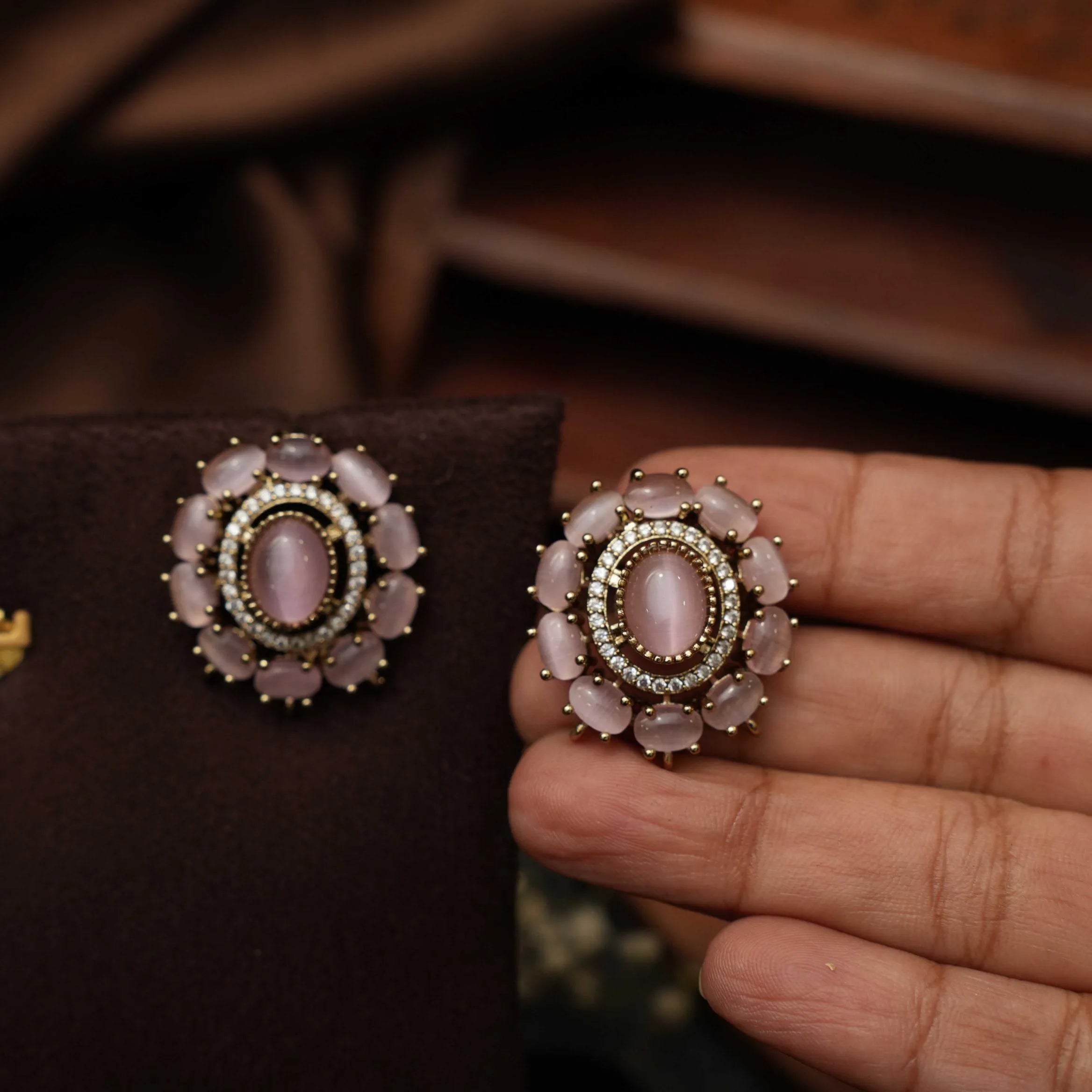 Savi Polki Ear Stud - Pastel Pink