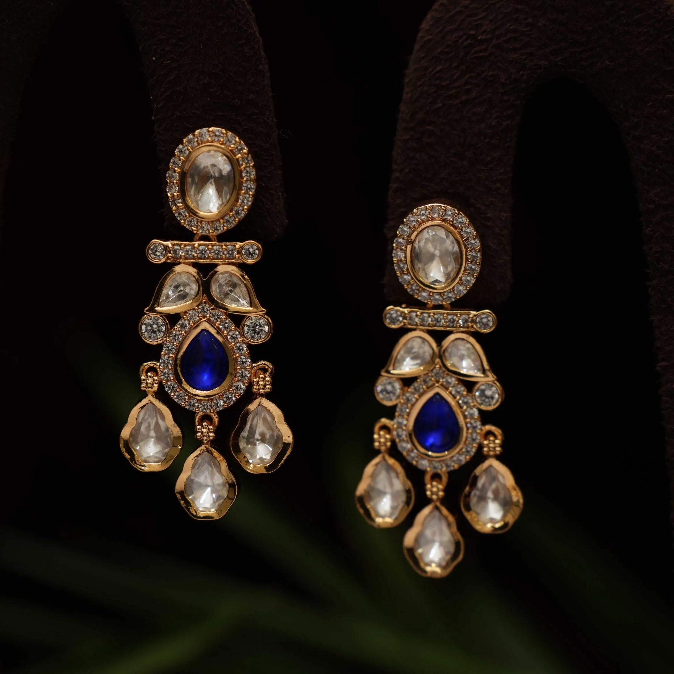 Savya Polki Earrings - Blue - Rimli Boutique