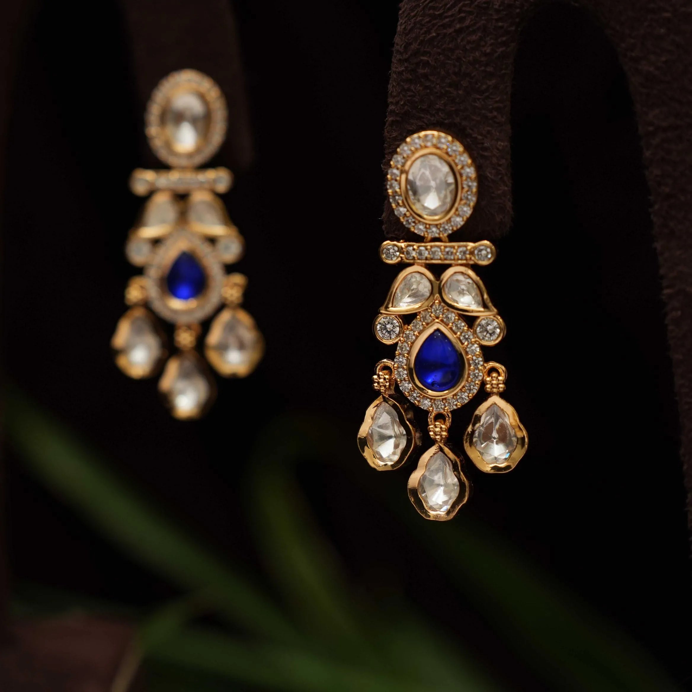 Savya Polki Earrings - Blue - Rimli Boutique