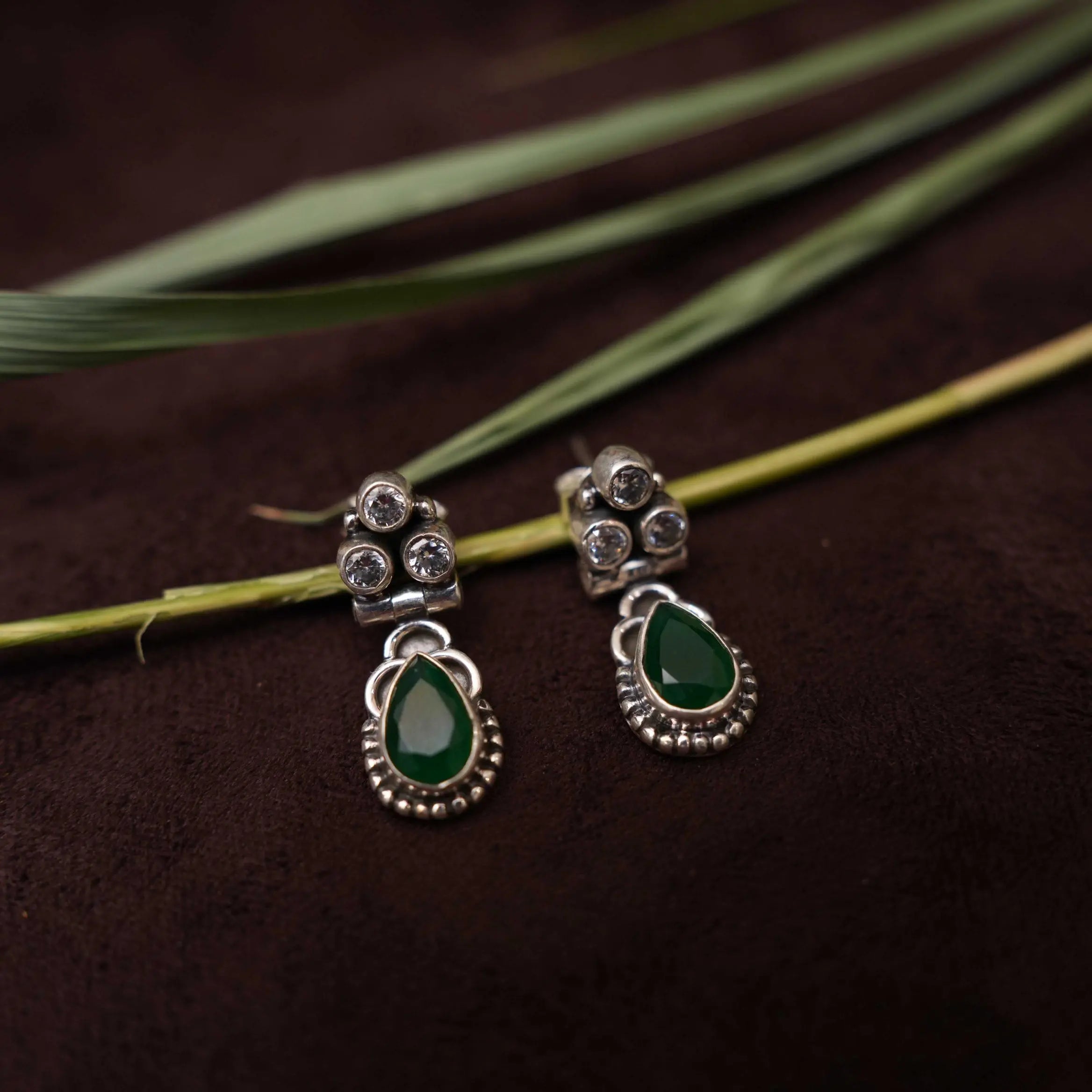 Sayuri Silver Oxidised Earrings - Purple