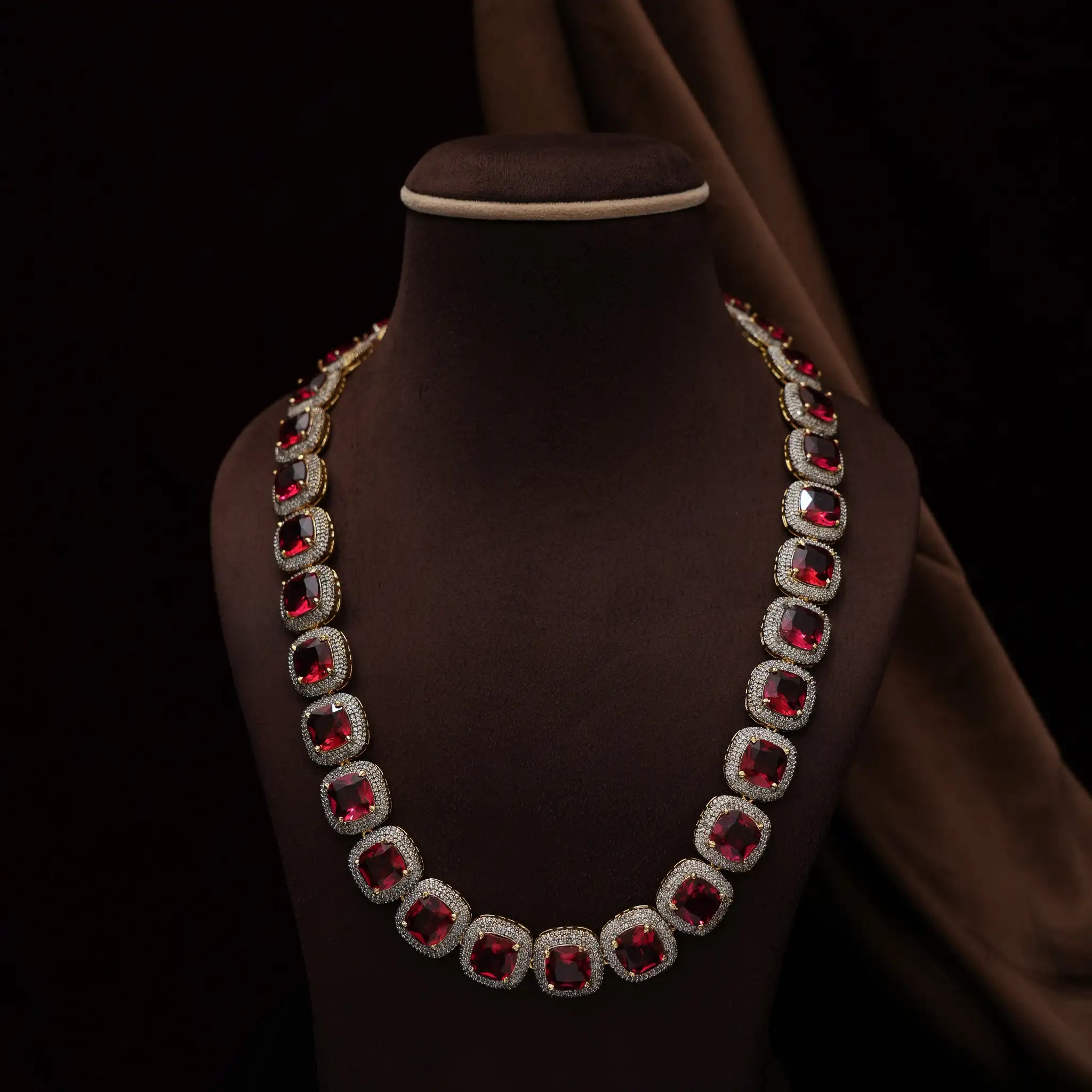 Serena Zircon Necklace - Red