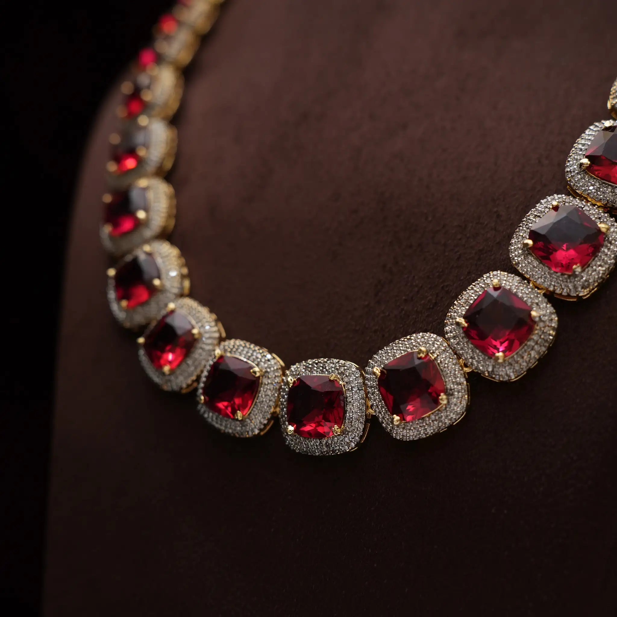 Serena Zircon Necklace - Red