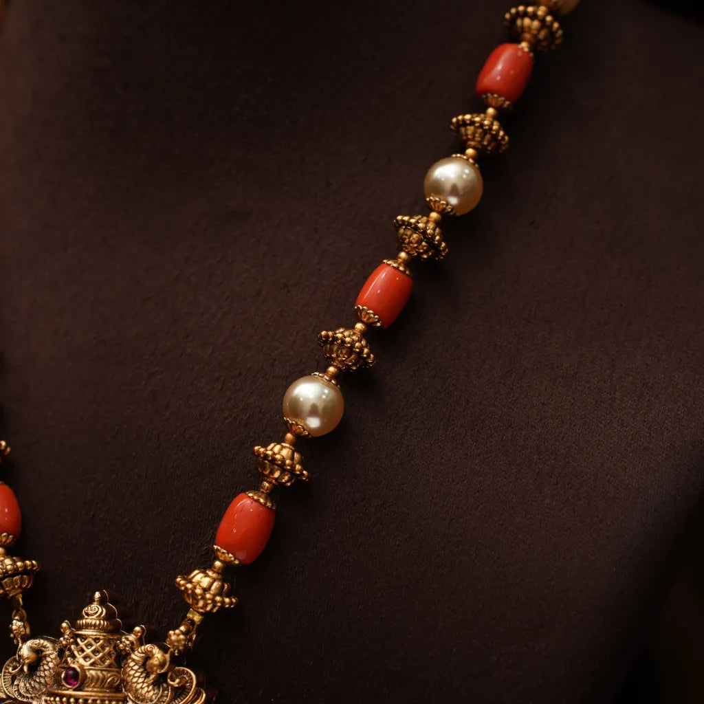 Shadya Antique Coral Necklace - Green