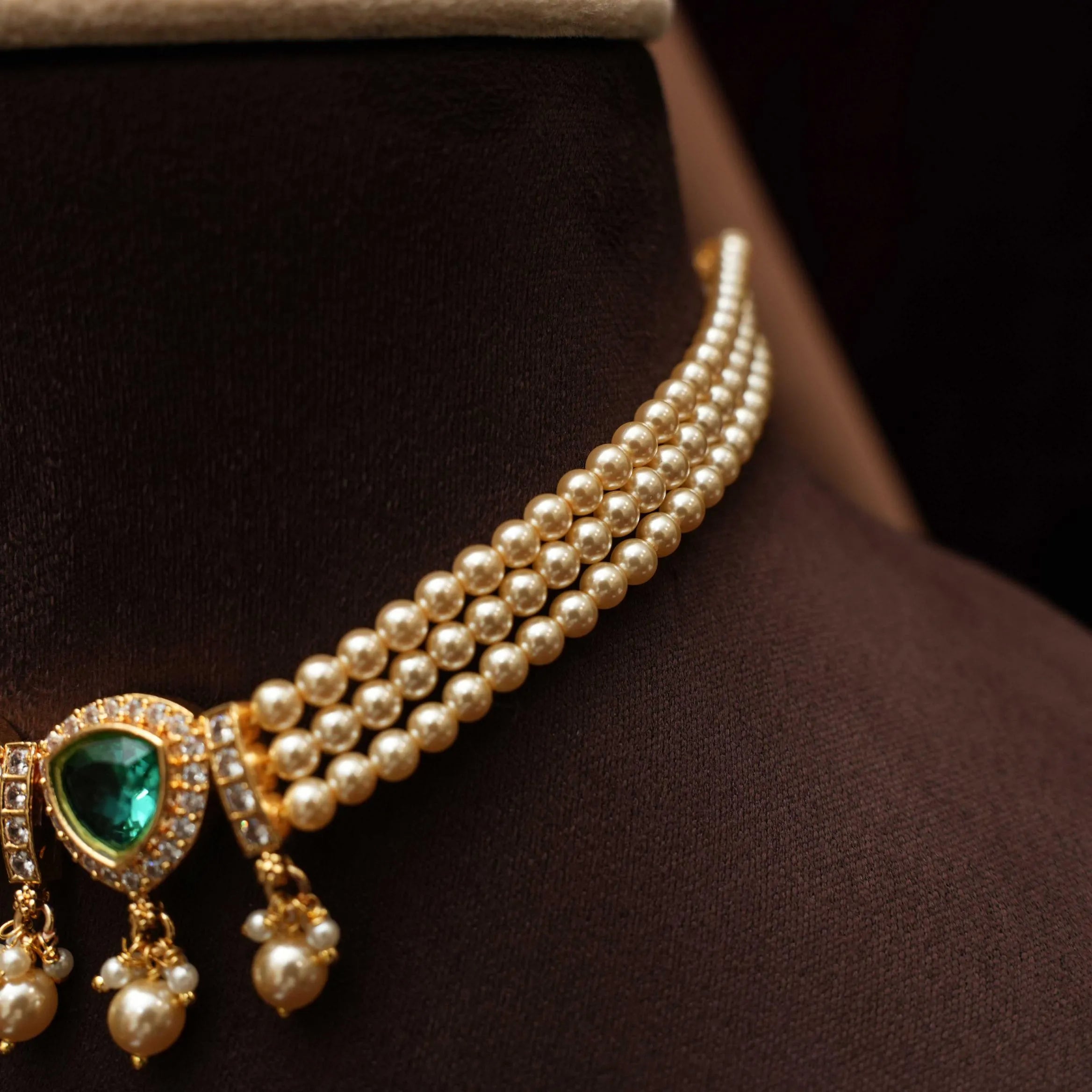 Shanti Beaded Pearl Choker - Pastel Green