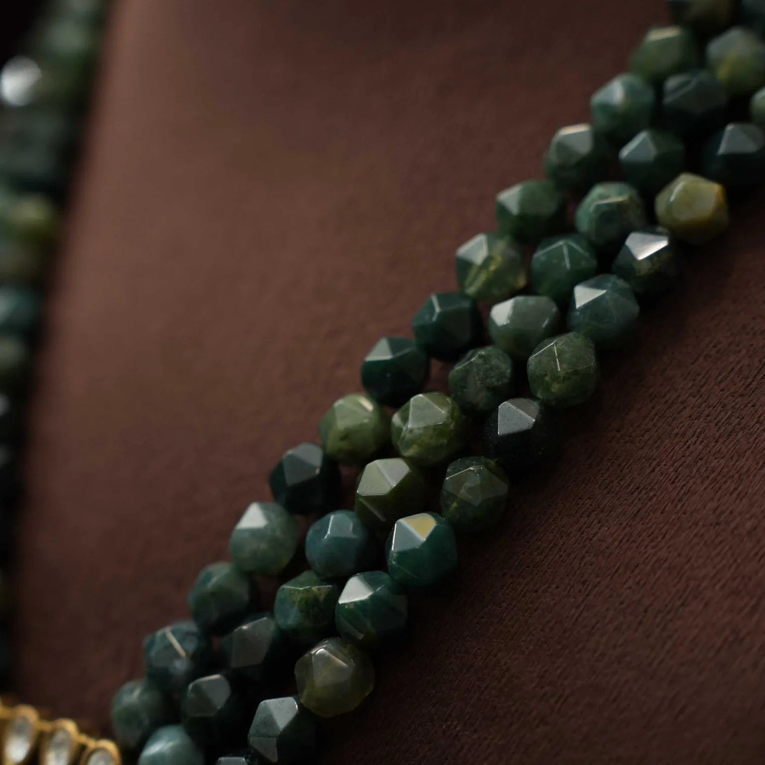 Shiana Beaded Polki Necklace - Dark Green