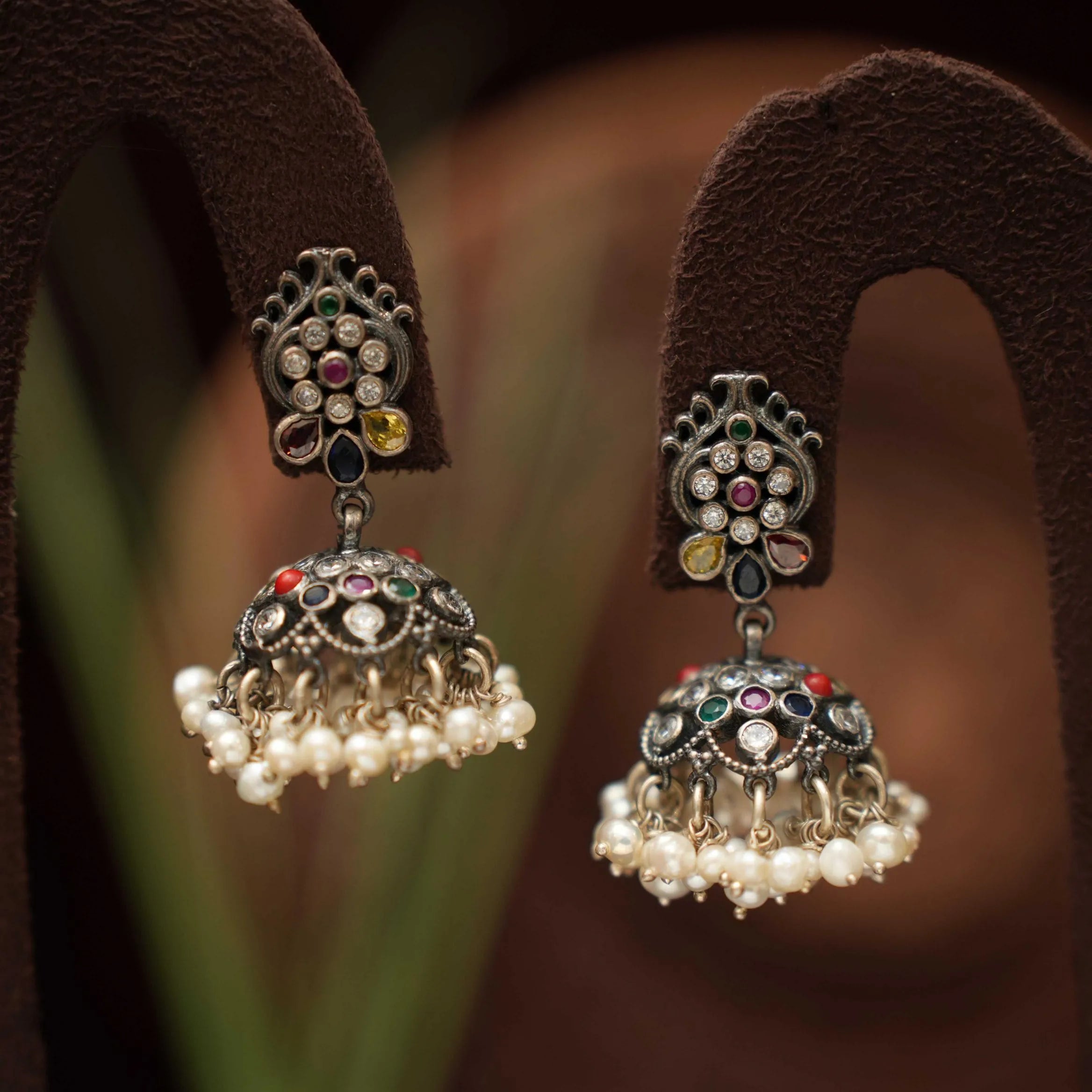 Shivali Silver Jhumka Earrings