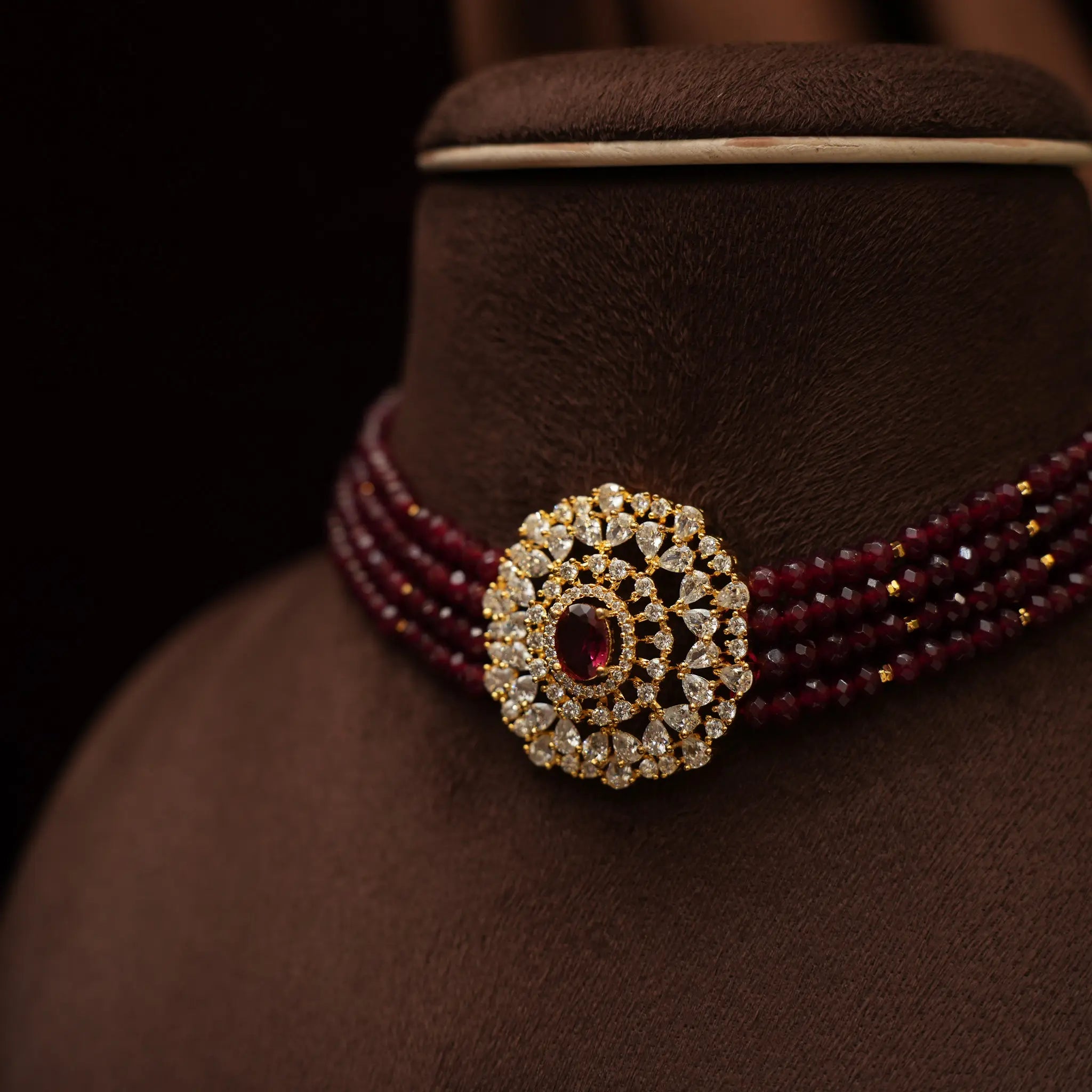 Shreya Beaded Choker - Red