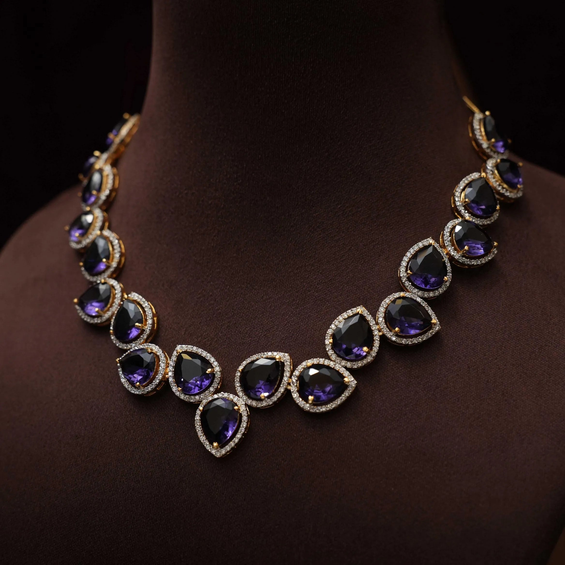 Shreya Zircon Necklace - Purple