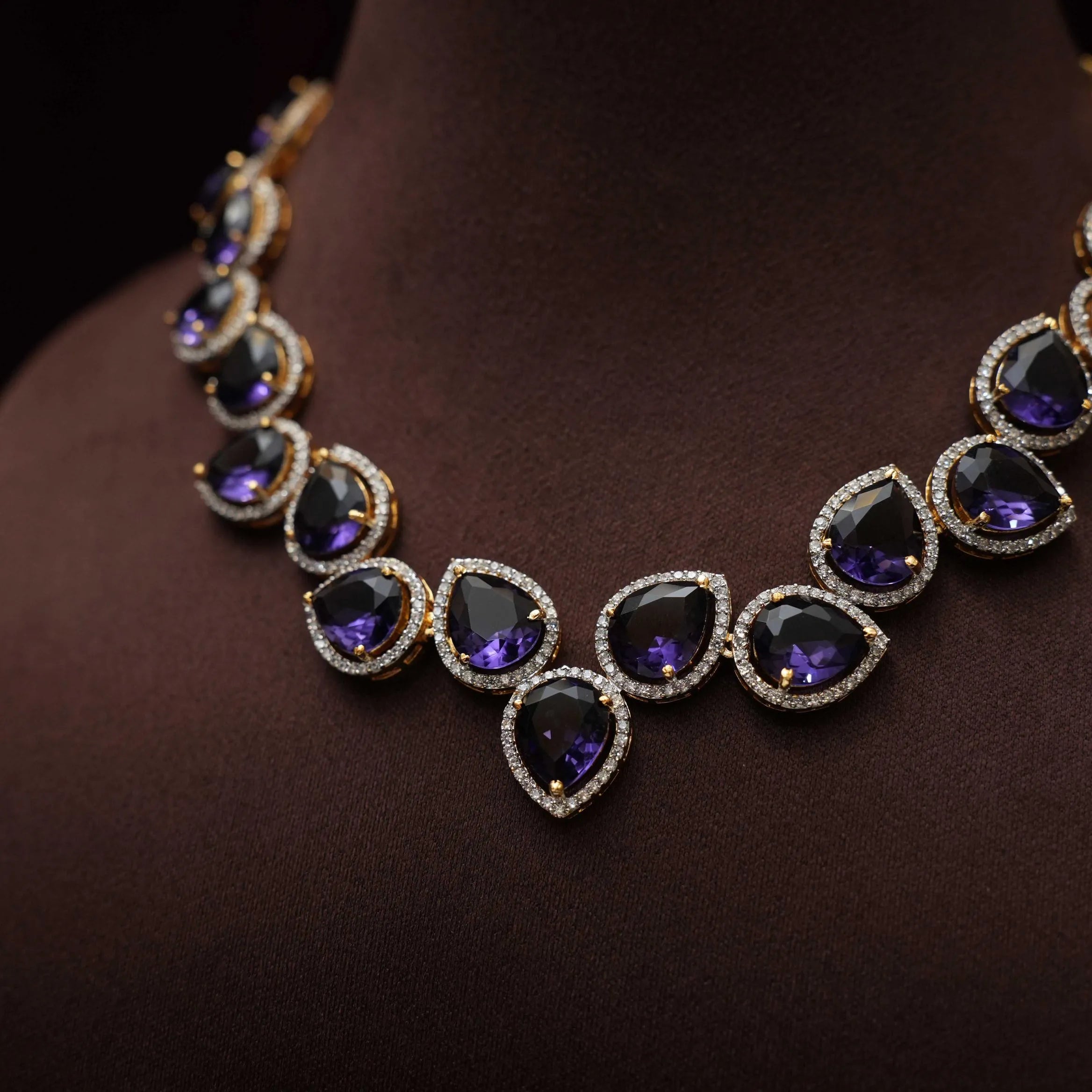 Shreya Zircon Necklace - Purple