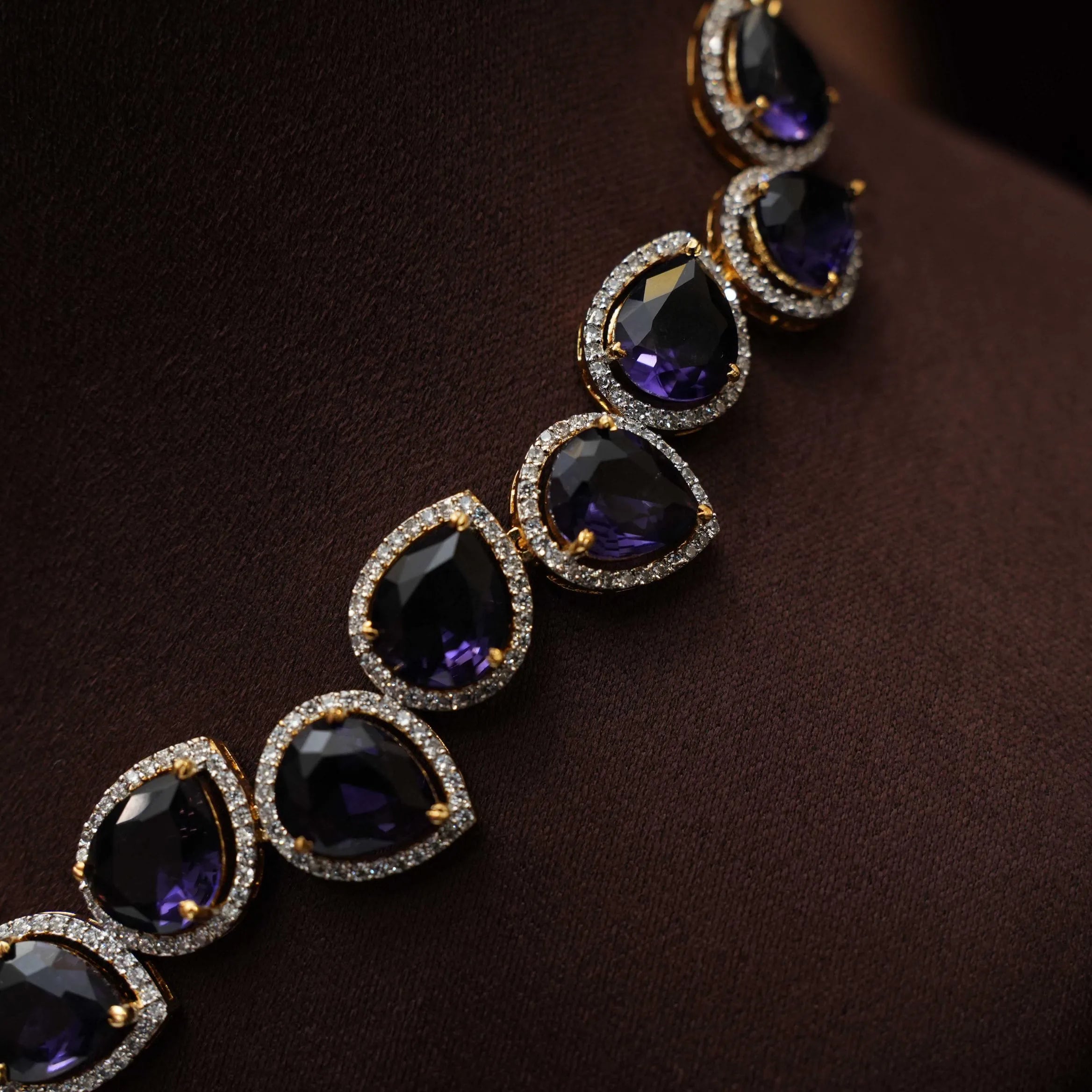 Shreya Zircon Necklace - Purple